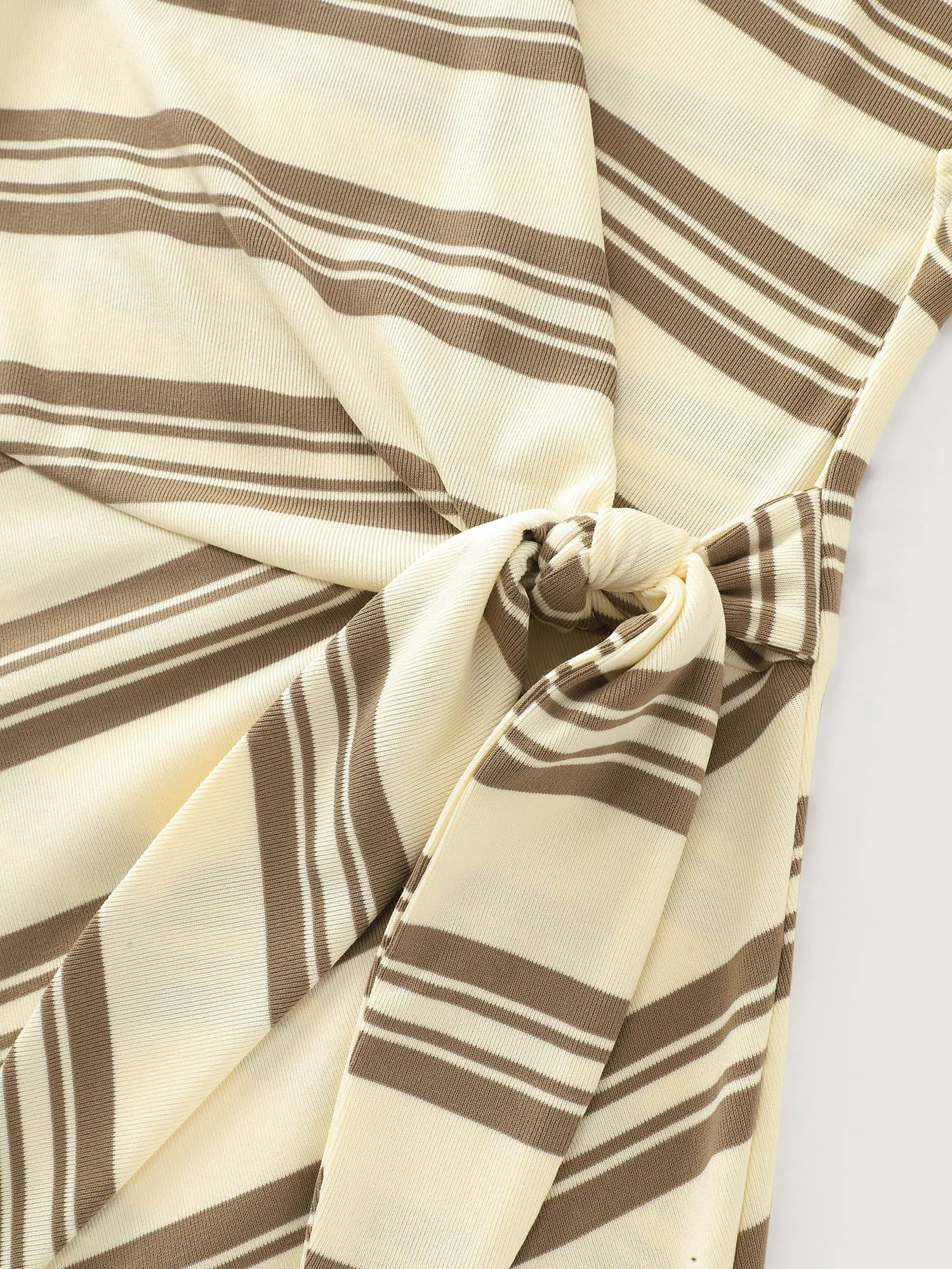 Striped Print Side-Knotted Midi Dress sold by Bloomchic product image thumbnail 5
