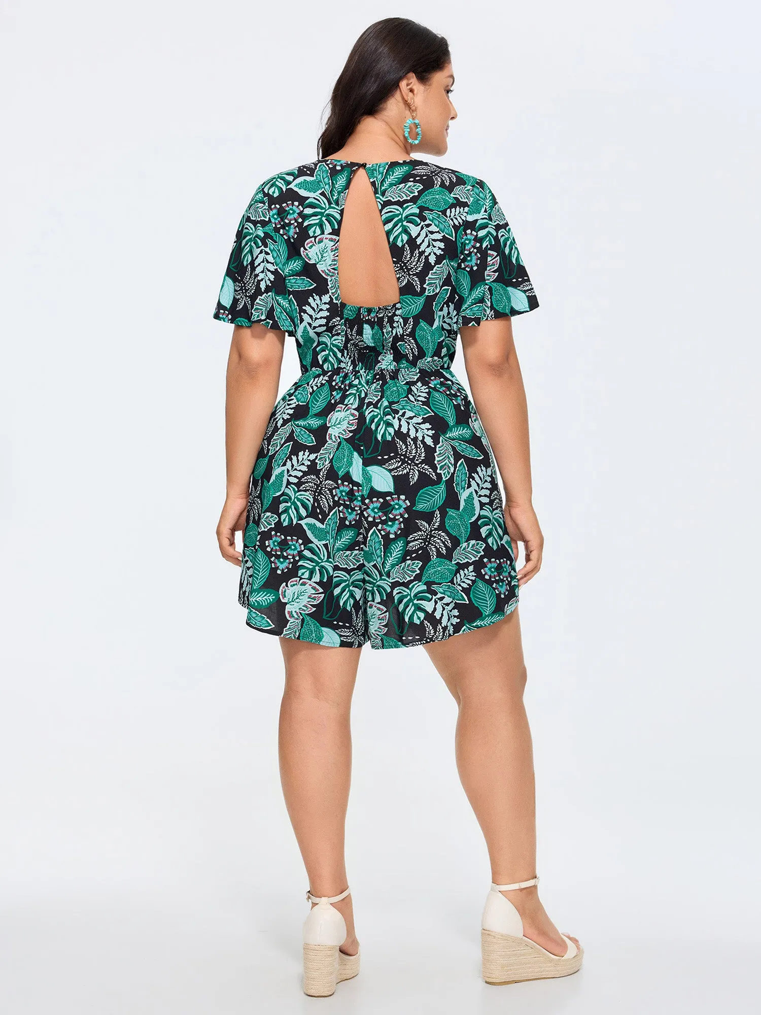 Tropical Print Cut-Out Back Romper sold by Bloomchic product image thumbnail 5
