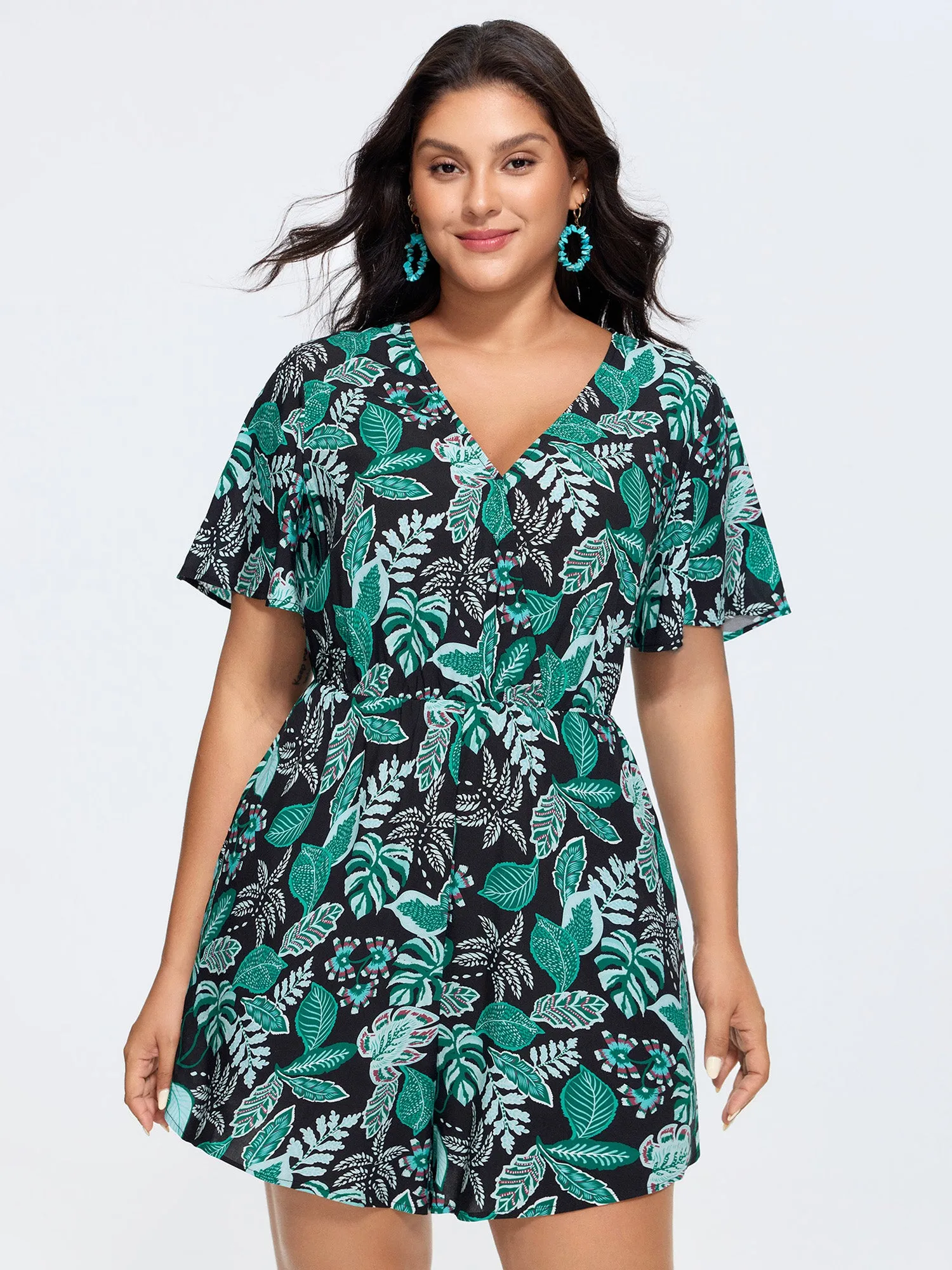 Tropical Print Cut-Out Back Romper sold by Bloomchic product image thumbnail 4