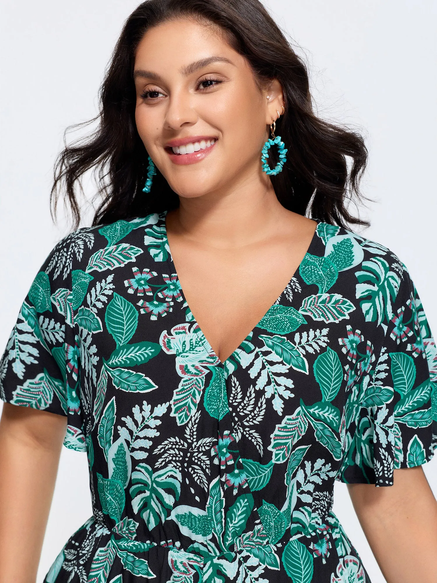 Tropical Print Cut-Out Back Romper sold by Bloomchic product image thumbnail 3