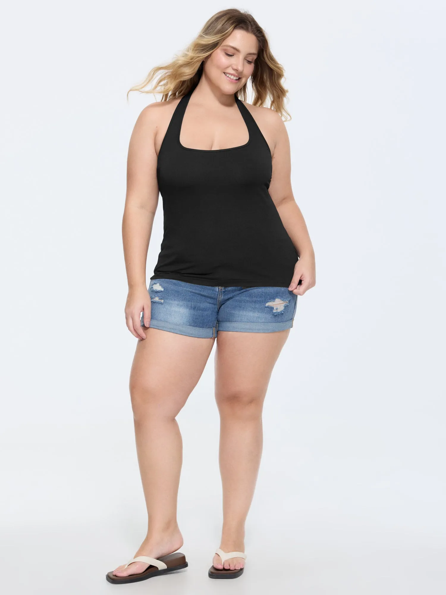Cotton Supported Bra Stretchy Halter Neckline Tank Top sold by Bloomchic product image thumbnail 3