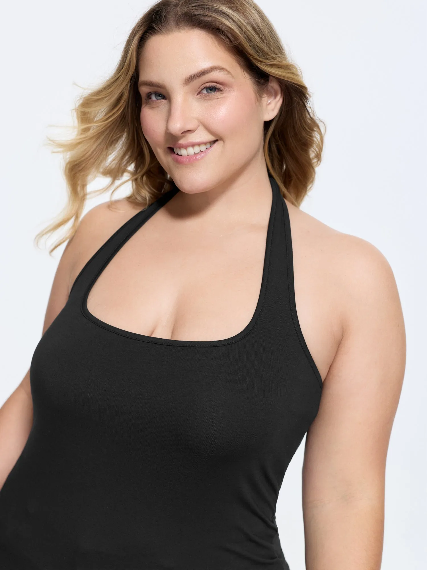 Cotton Supported Bra Stretchy Halter Neckline Tank Top sold by Bloomchic product image thumbnail 2