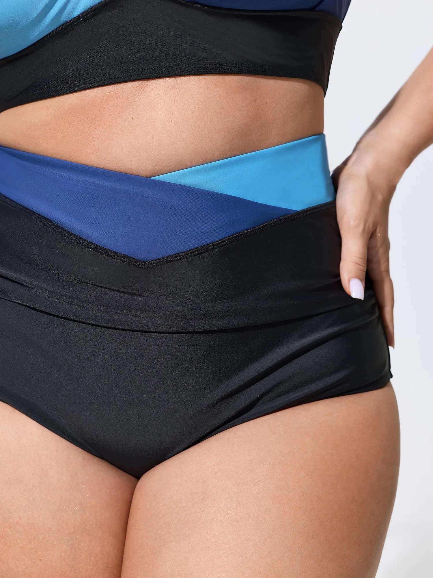 Colorblock Overlap Waist Swim Bottoms sold by Bloomchic product image thumbnail 3