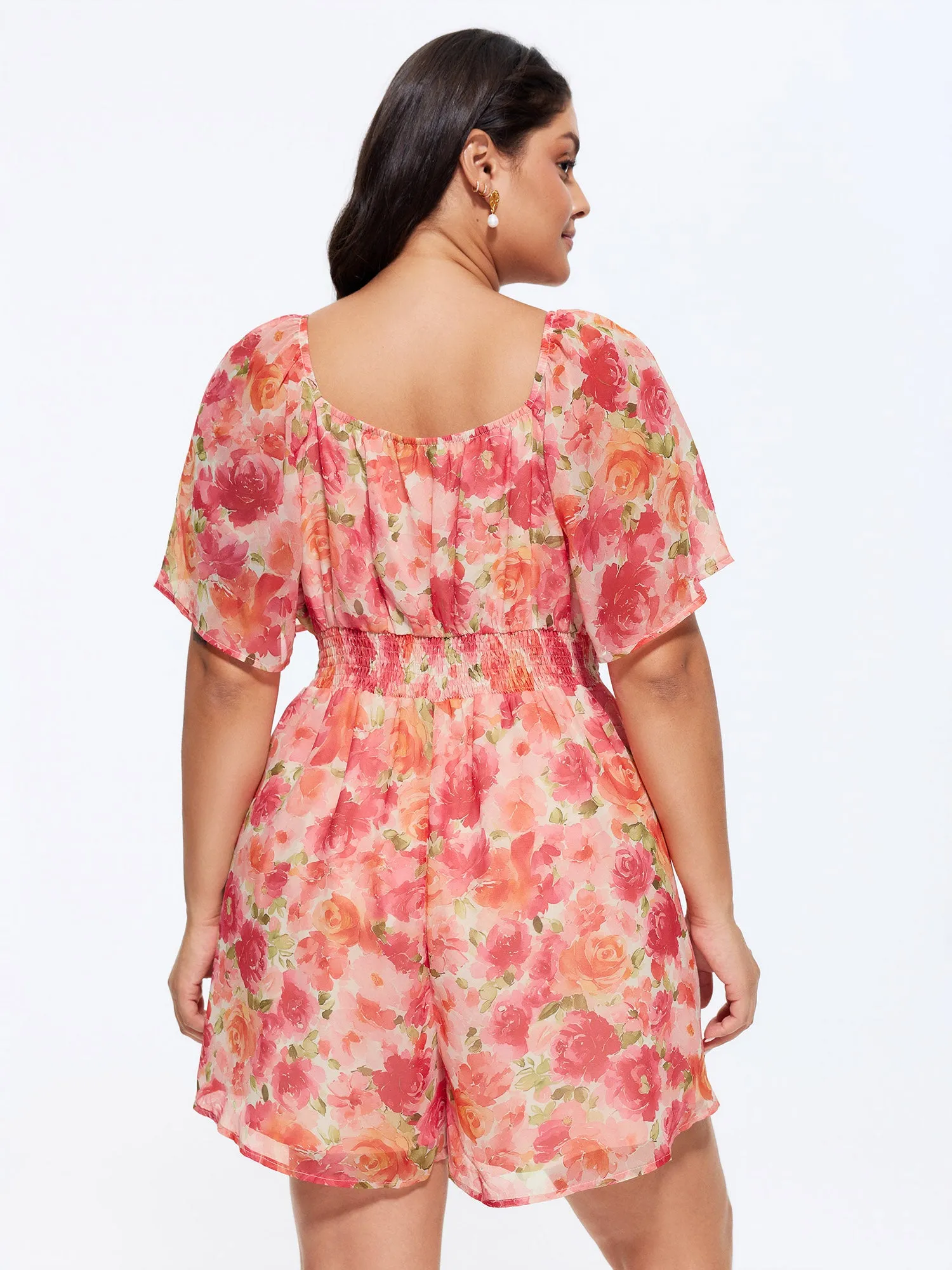 Floral Print Ruched Bodice Romper sold by Bloomchic product image thumbnail 4