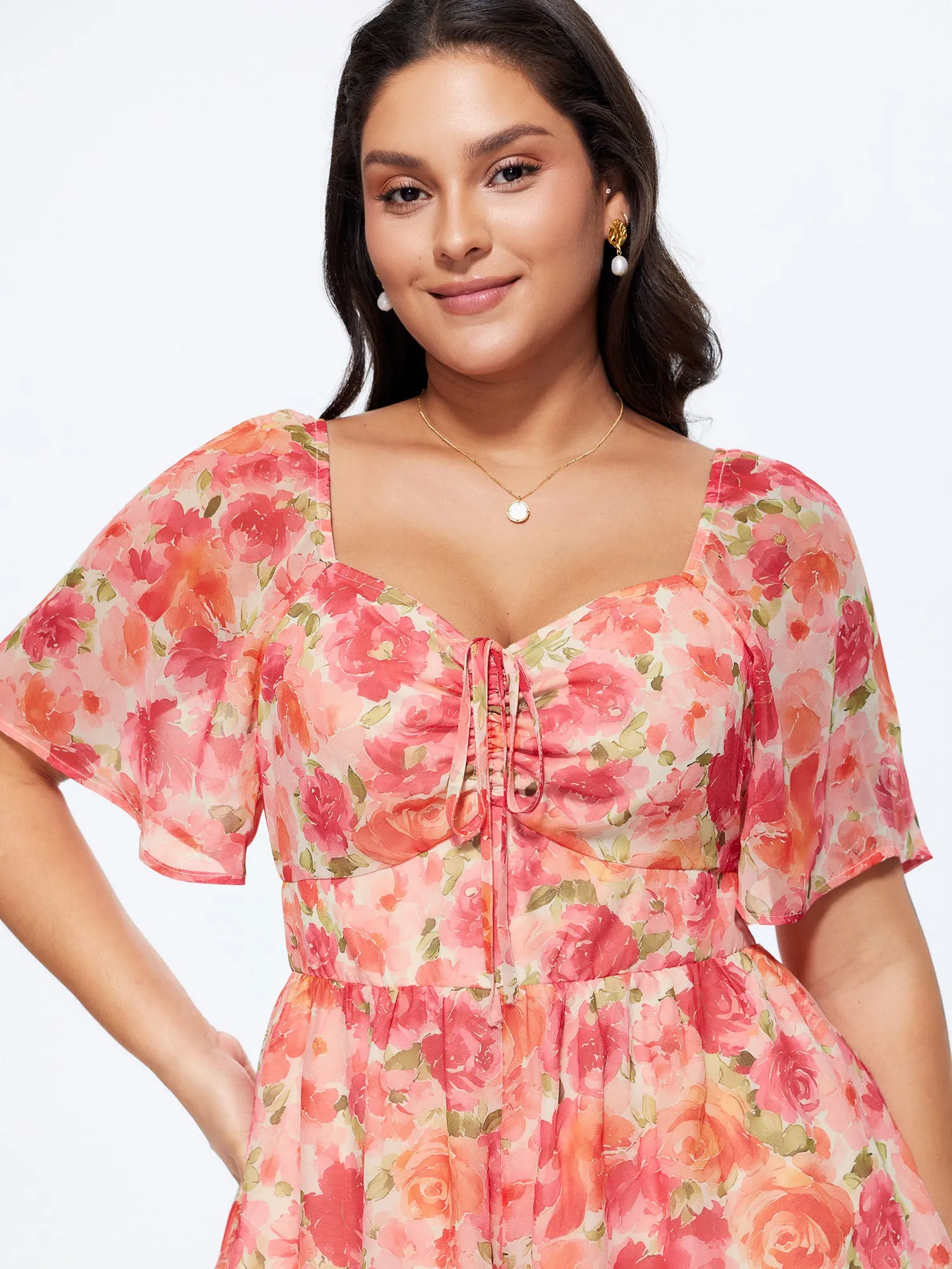 Floral Print Ruched Bodice Romper sold by Bloomchic product image thumbnail 2