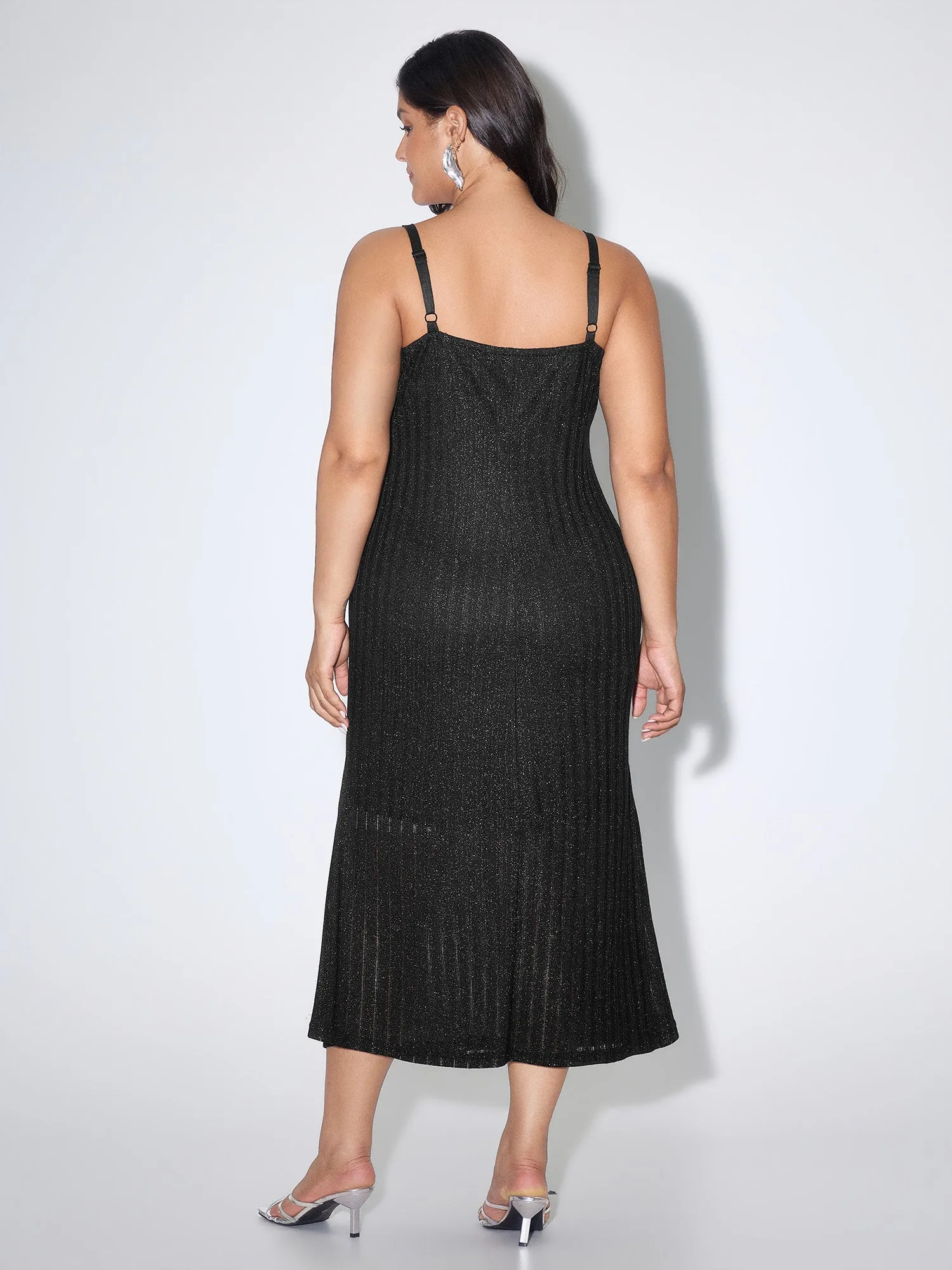 Shimmer Ribbed Gold Charm Detail Midi Dress sold by Bloomchic product image thumbnail 4