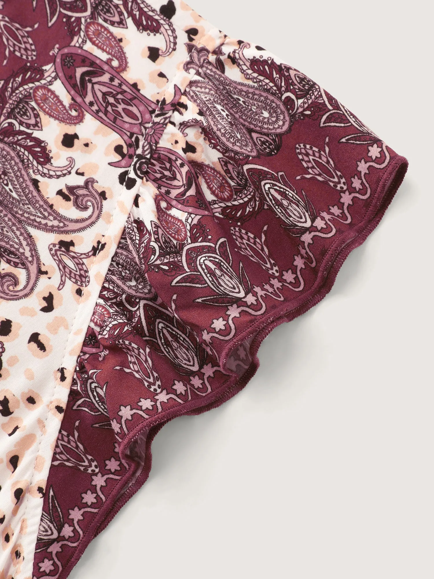 Floral Print Color Contrast V-Neck Midi Dress sold by Bloomchic product image thumbnail 5