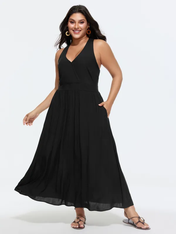 Shirred Pockets Flowy Fit Maxi Dress made by Bloomchic