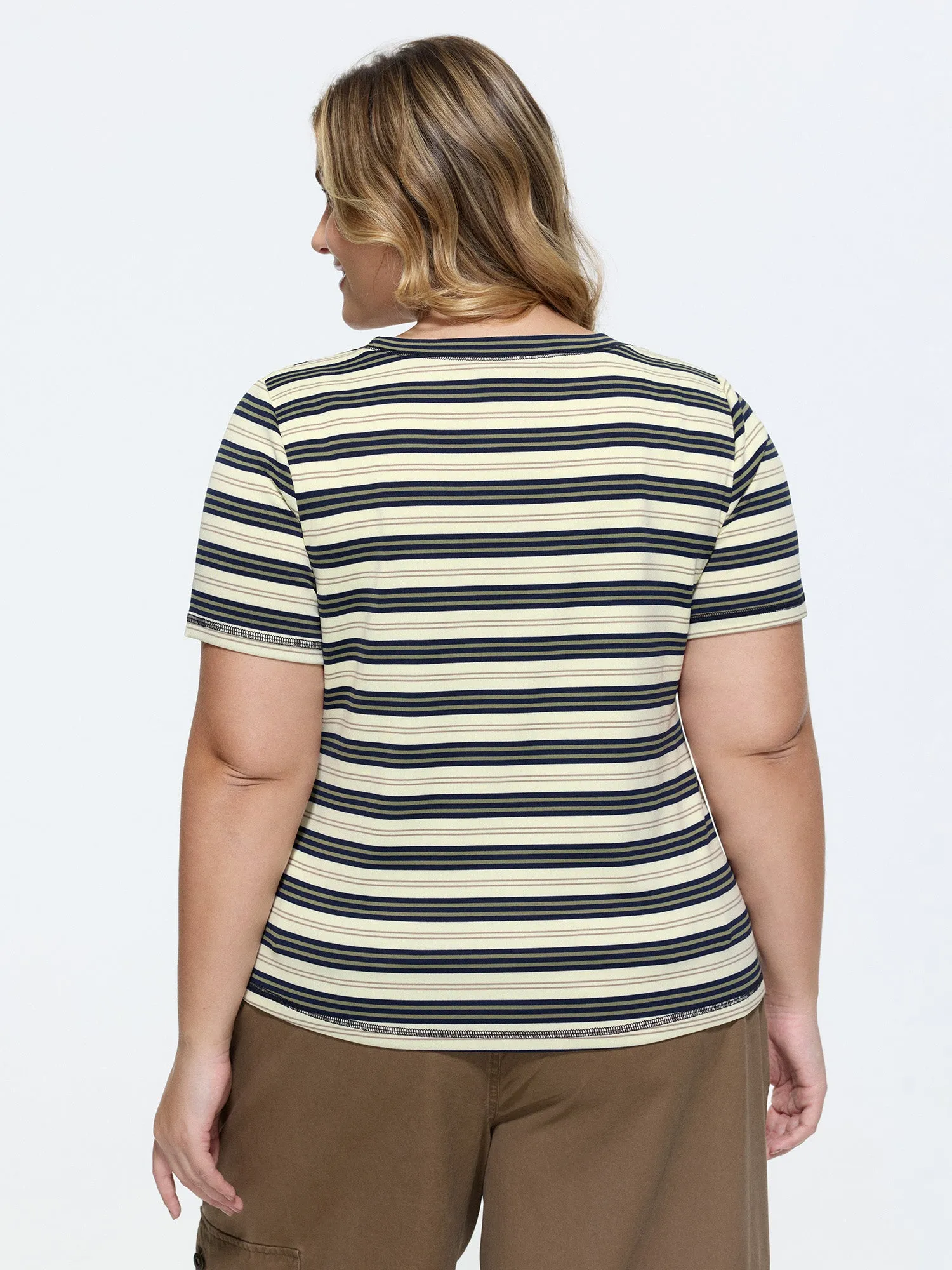 Stretchy Striped Print Round Neck T-Shirt sold by Bloomchic product image thumbnail 5