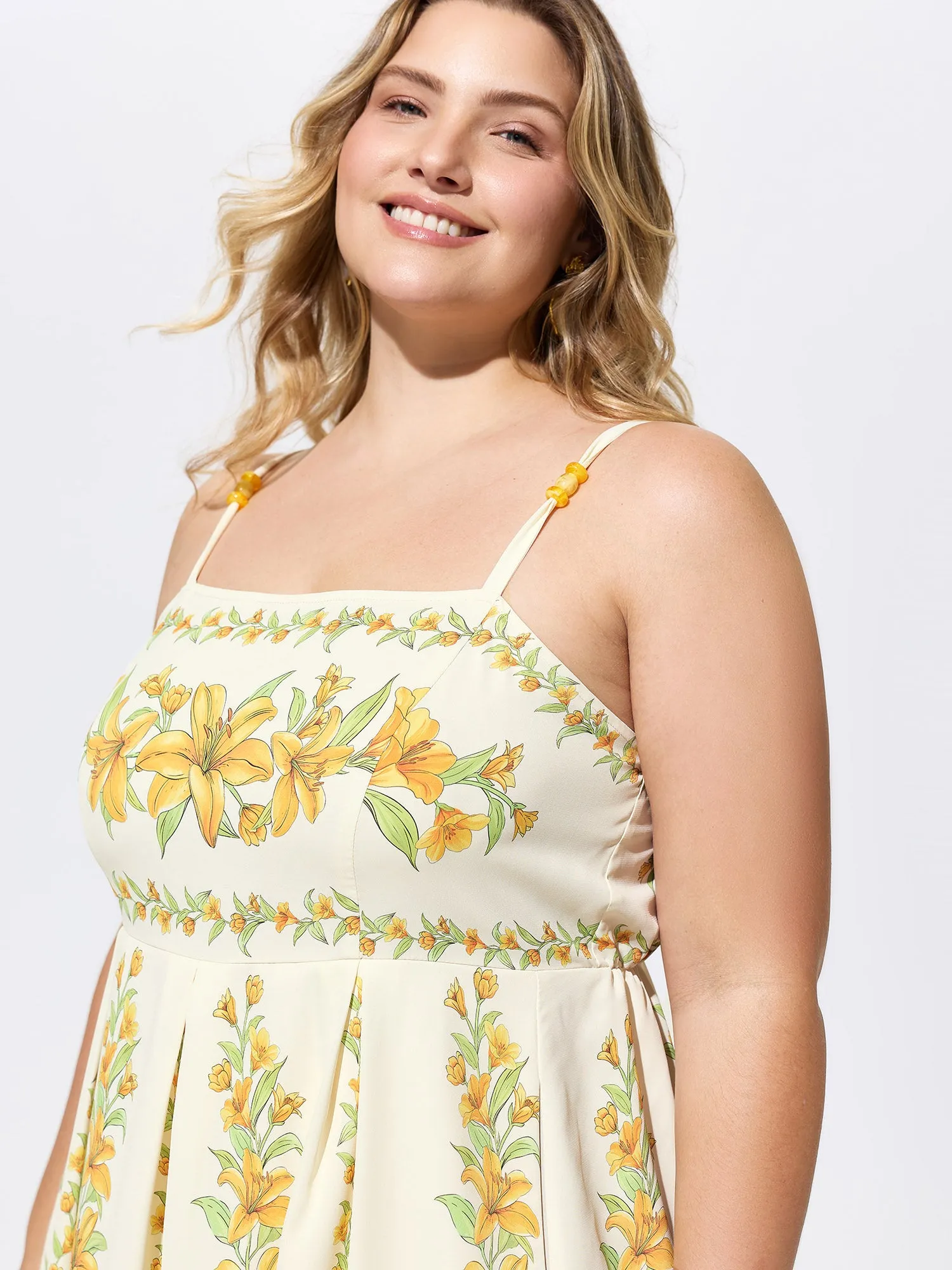 Floral Print Shirred Fit And Flare Midi Dress sold by Bloomchic product image thumbnail 2