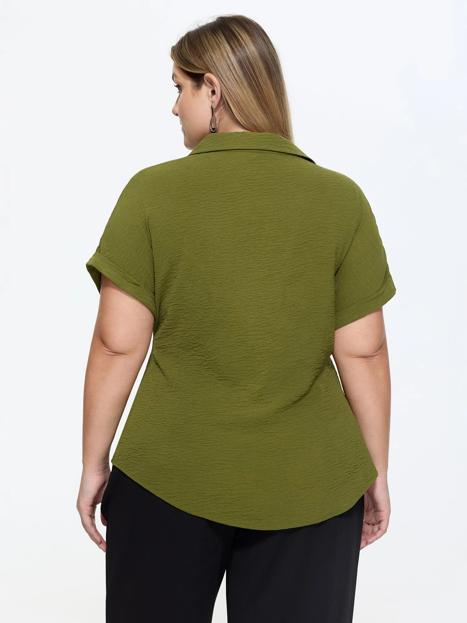 Tie-Front Waist Button-Down Blouse sold by Bloomchic product image thumbnail 4
