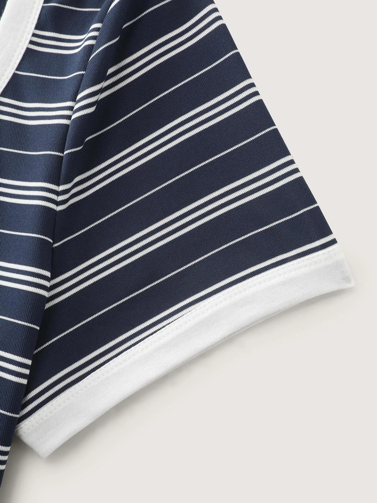 Striped Split Neckline Color Contrast T-Shirt sold by Bloomchic product image thumbnail 5