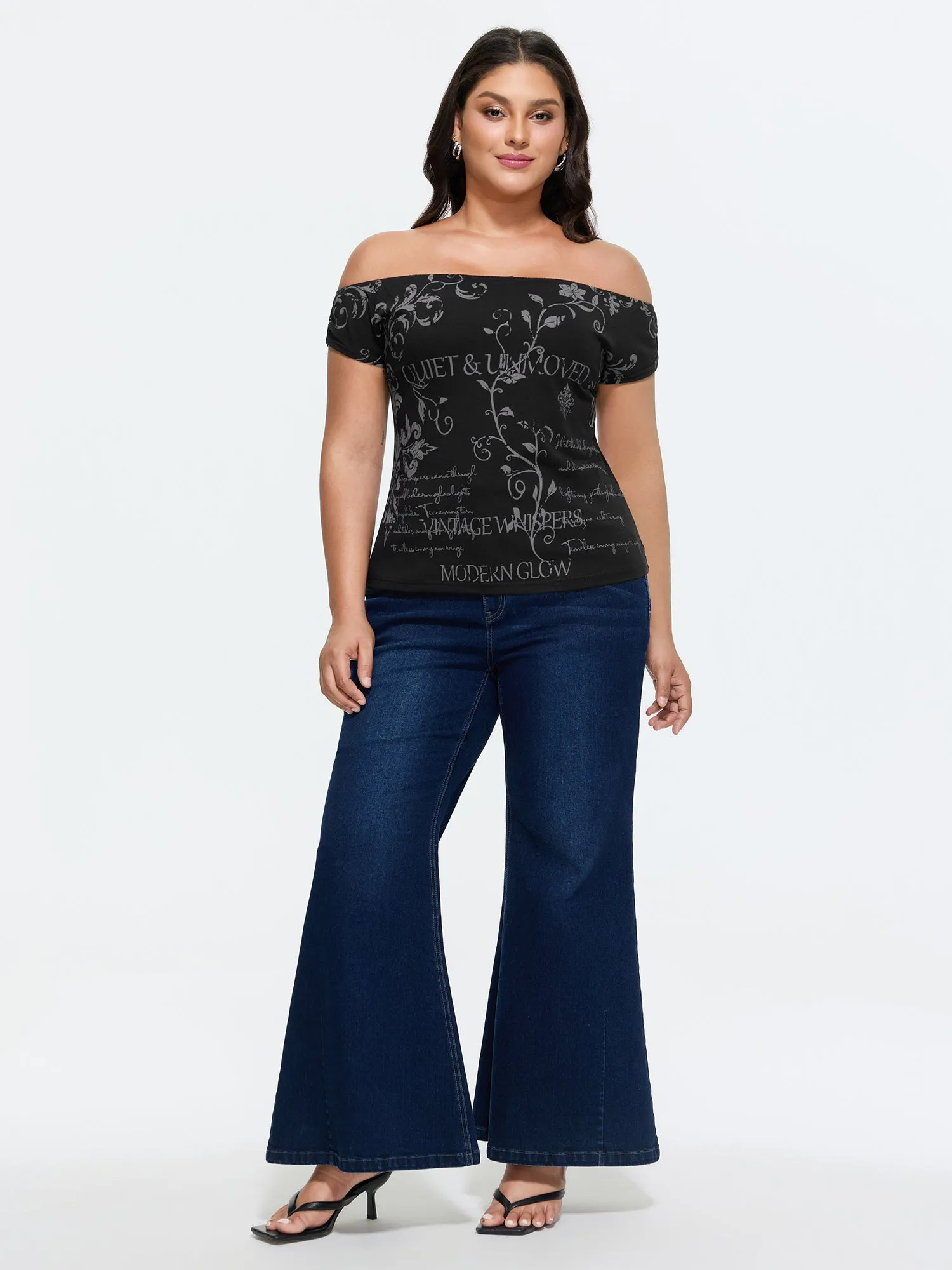 Cotton Floral Print Off-Shoulder T-Shirt sold by Bloomchic product image thumbnail 3
