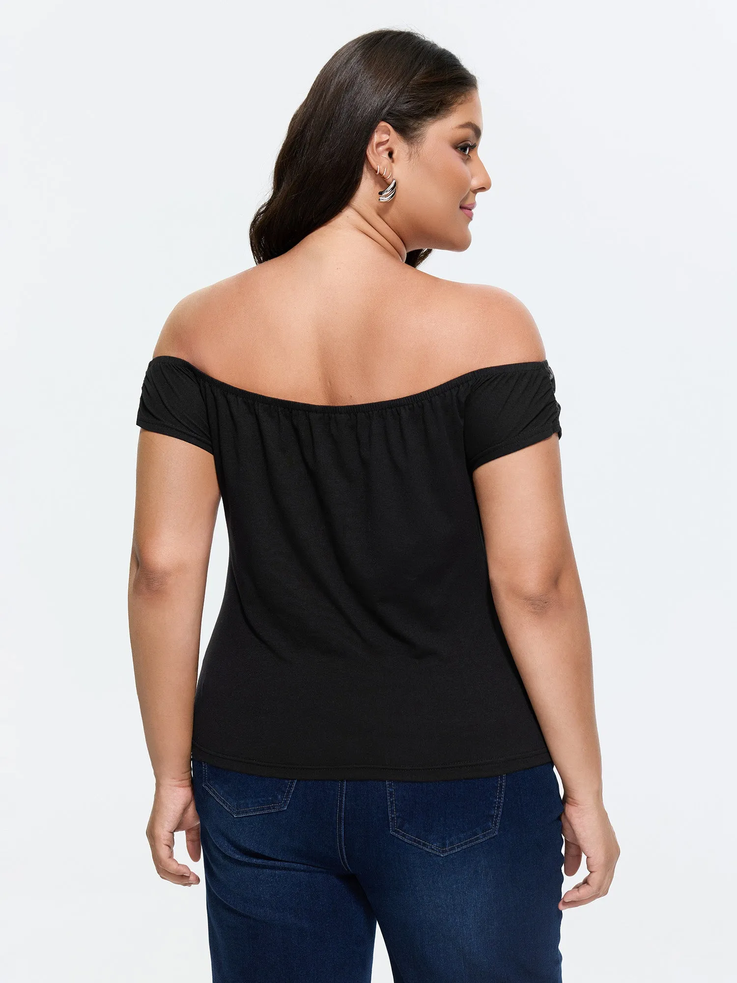 Cotton Floral Print Off-Shoulder T-Shirt sold by Bloomchic product image thumbnail 4