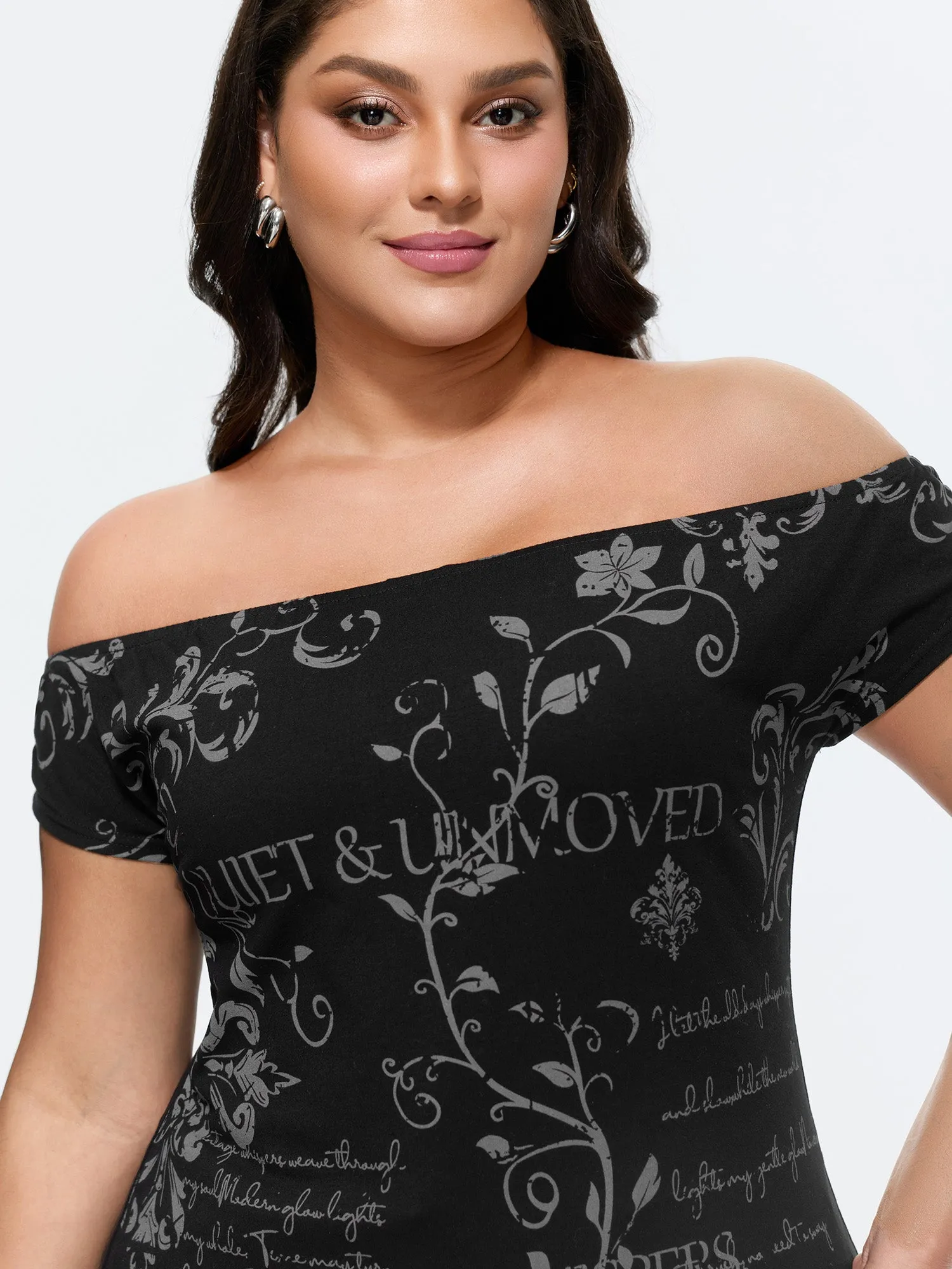 Cotton Floral Print Off-Shoulder T-Shirt sold by Bloomchic product image thumbnail 2