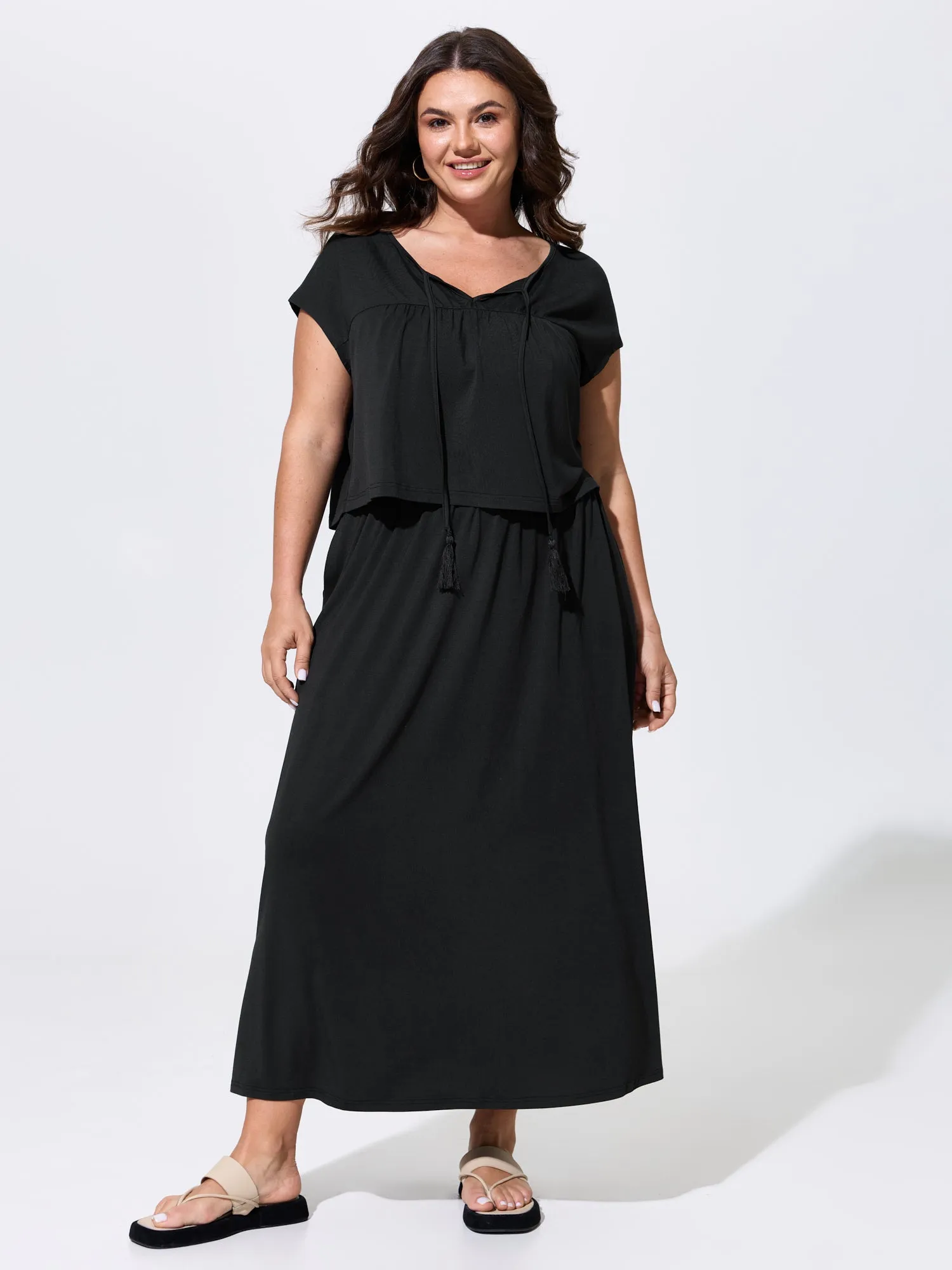 Supersoft Tassel Trim Neckline Knit Top sold by Bloomchic product image thumbnail 3