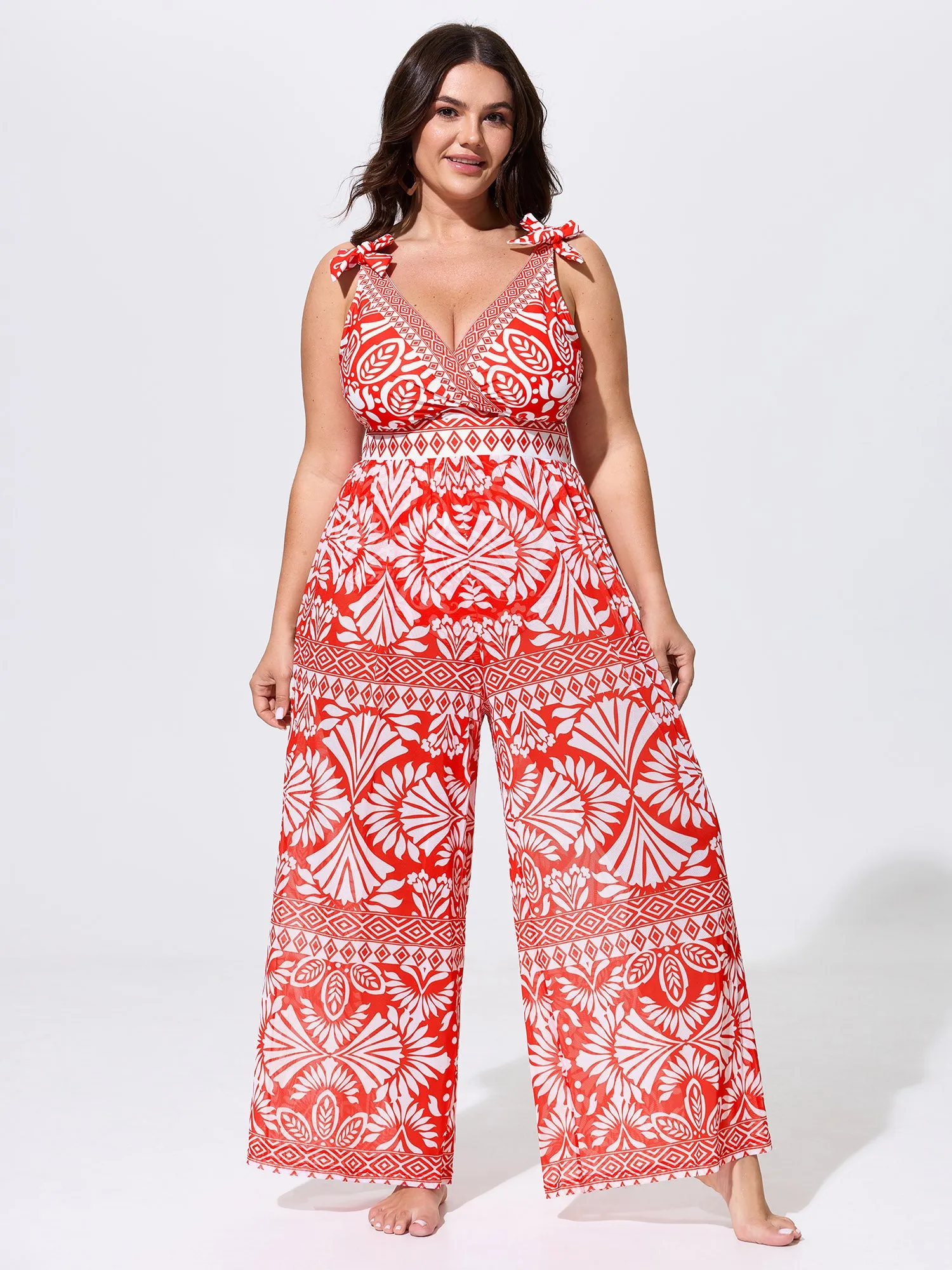Pants Set Geometric Print One-Piece Swimsuit sold by Bloomchic