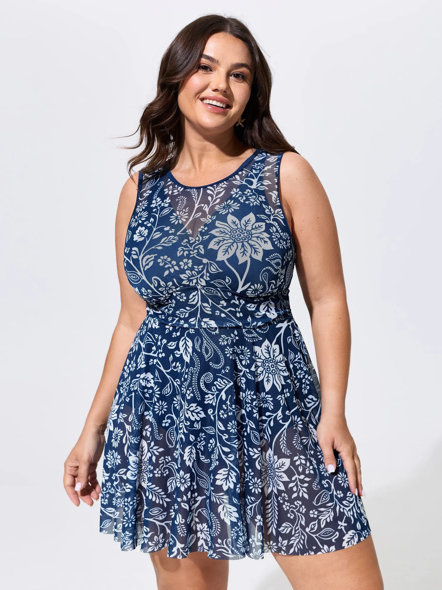 Floral Paisley Print Sheer Swim Dress sold by Bloomchic product image thumbnail 2