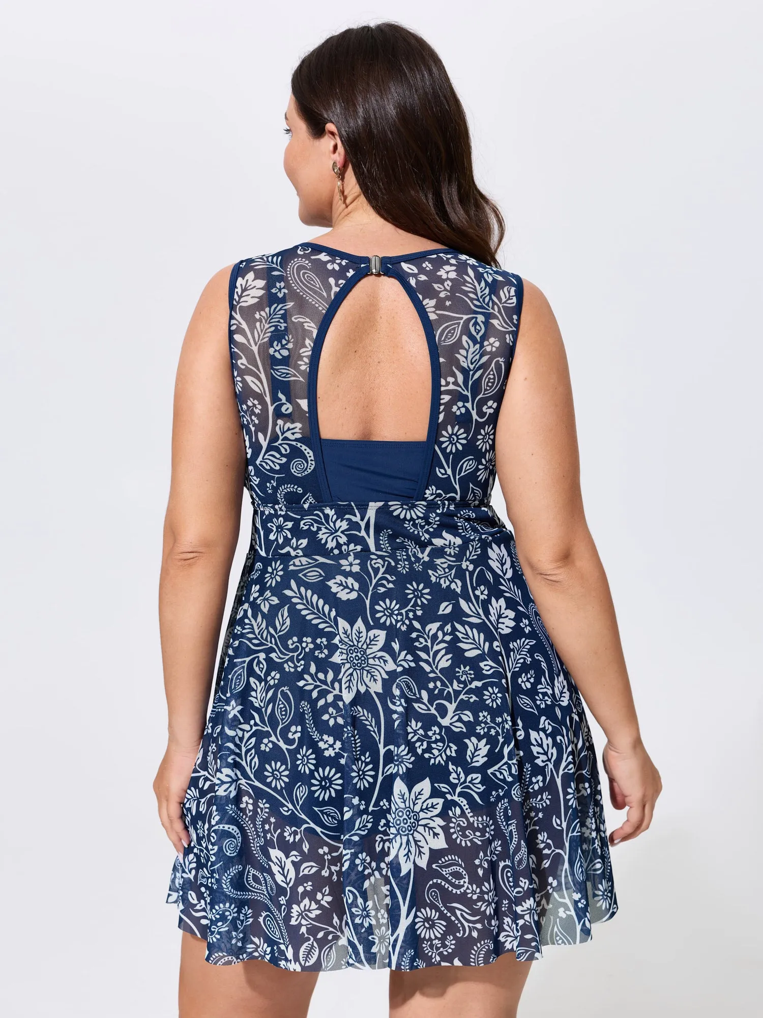 Floral Paisley Print Sheer Swim Dress sold by Bloomchic