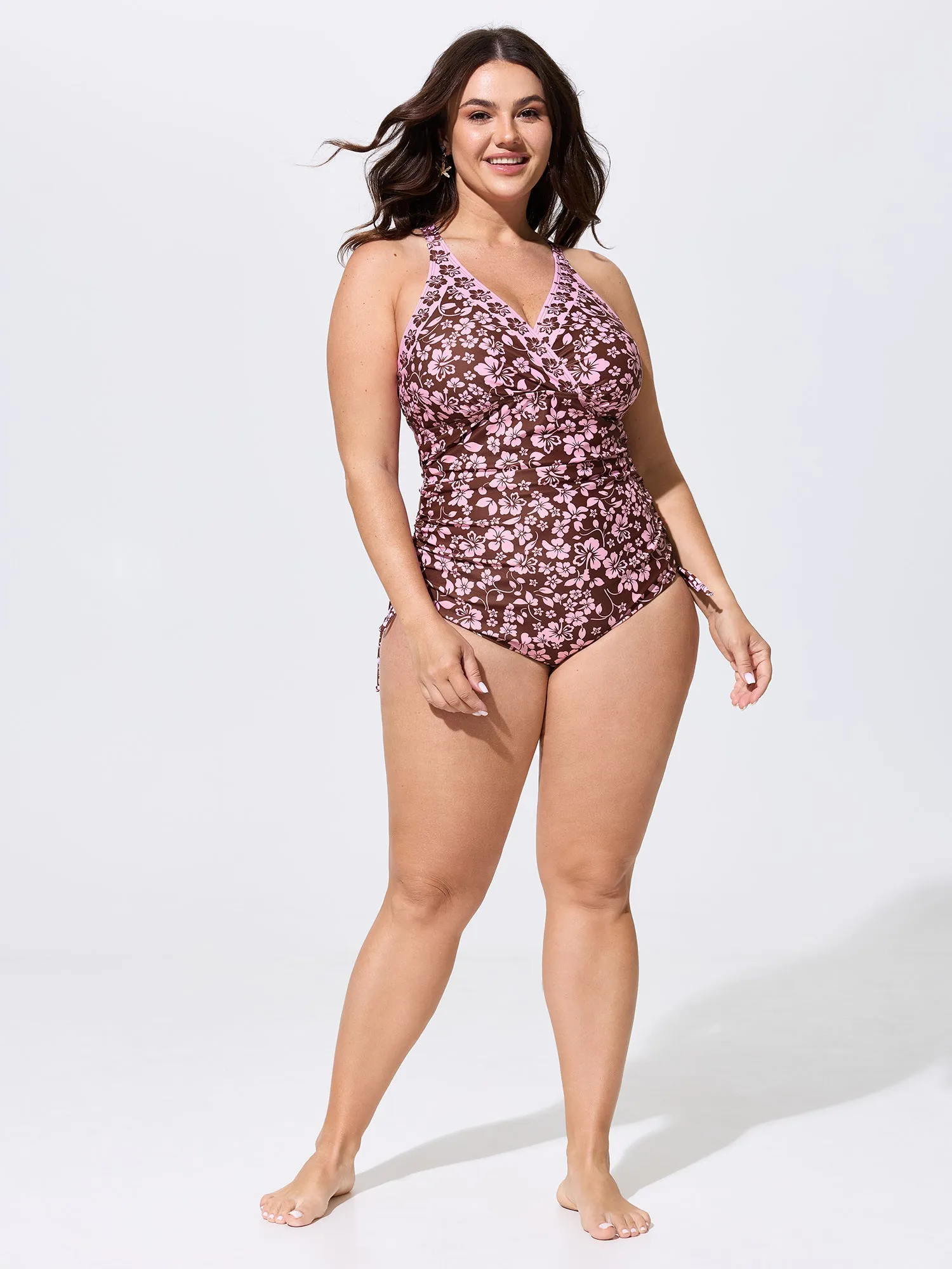Floral Print Surplice Neck Ruched One-Piece Swim sold by Bloomchic product image thumbnail 4