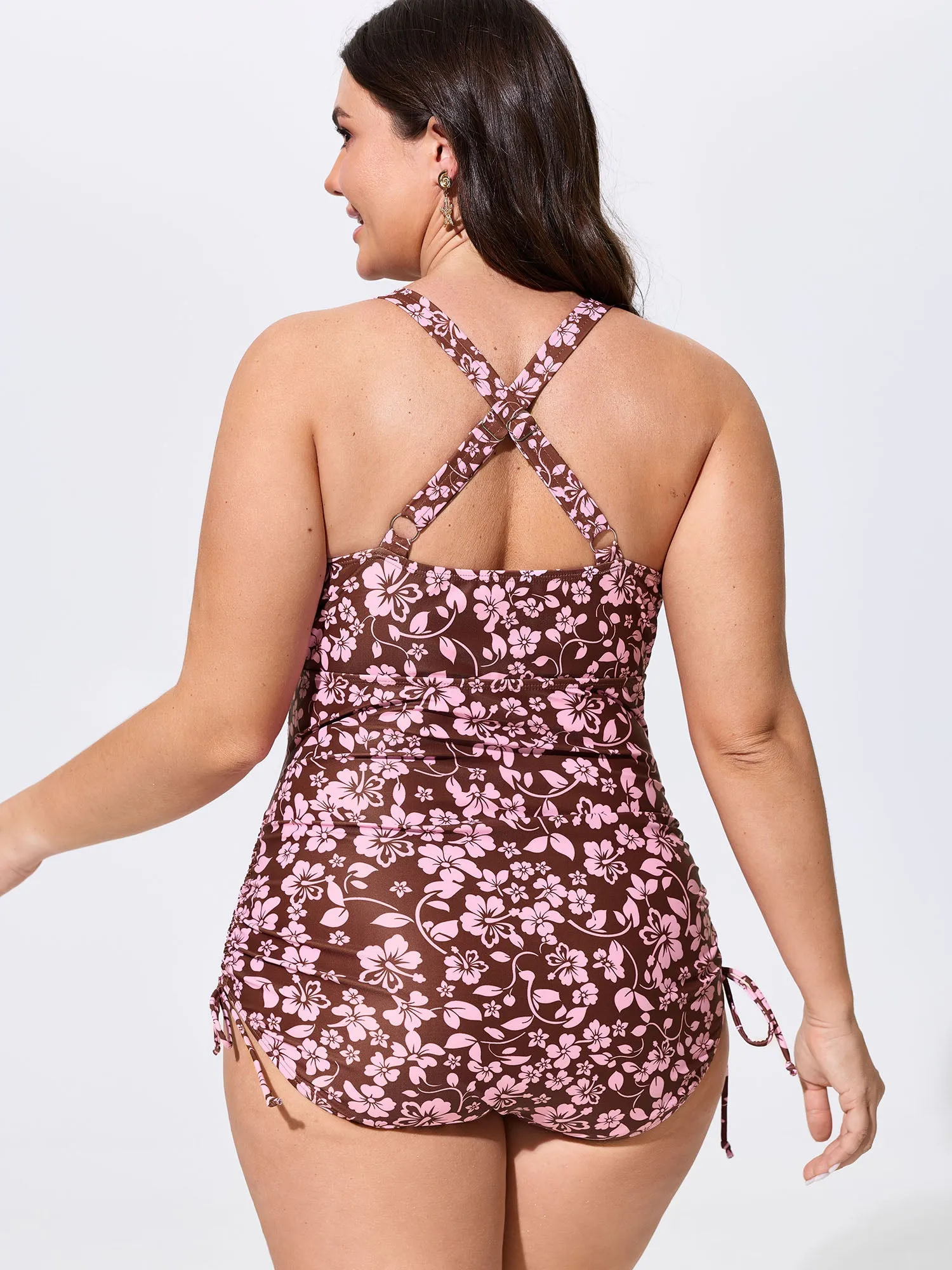 Floral Print Surplice Neck Ruched One-Piece Swim sold by Bloomchic product image thumbnail 5