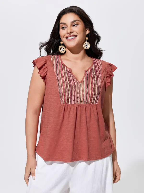 Supersoft Striped Print Pleated Knit Top made by Bloomchic