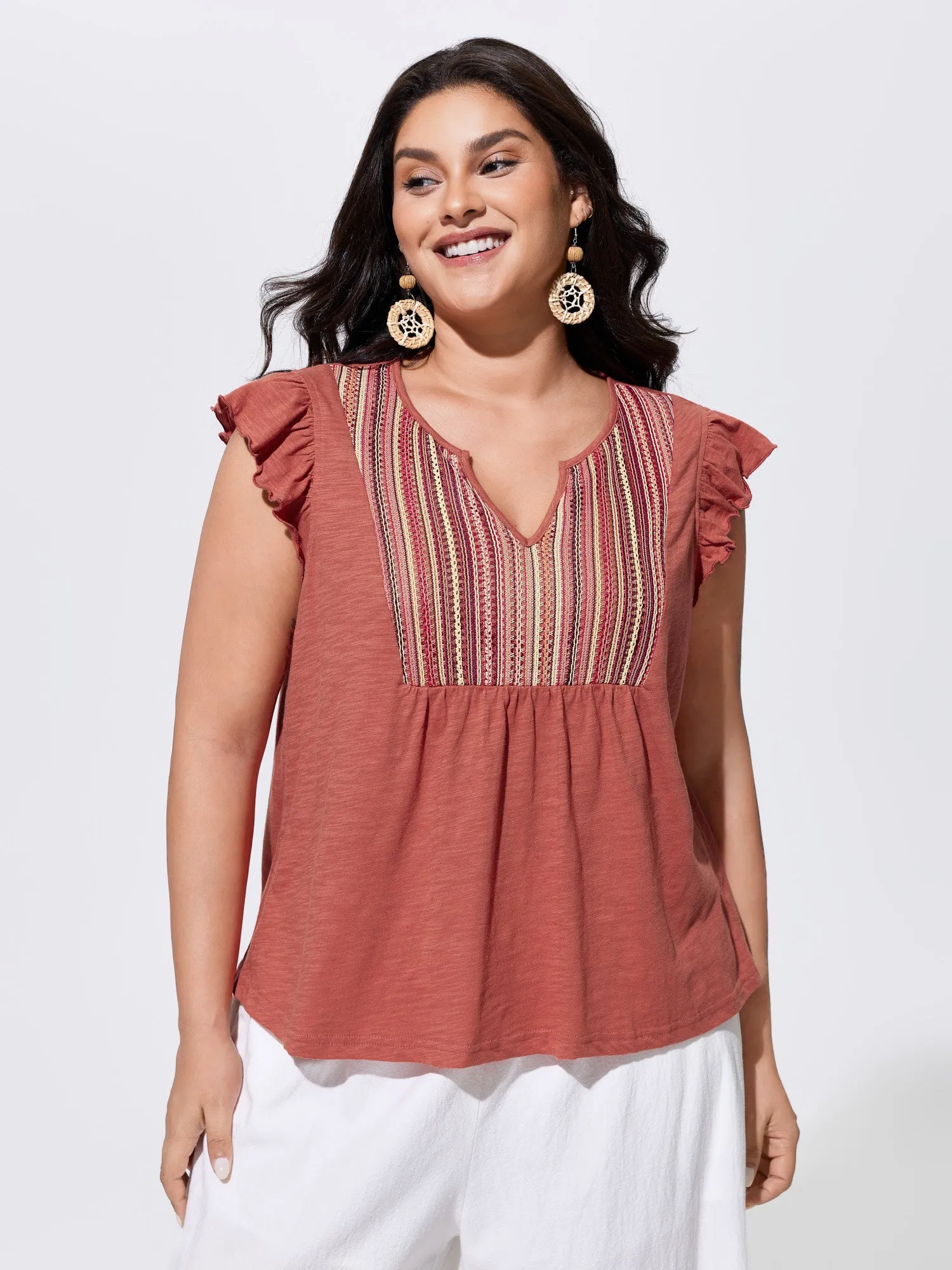 Supersoft Striped Print Pleated Knit Top sold by Bloomchic