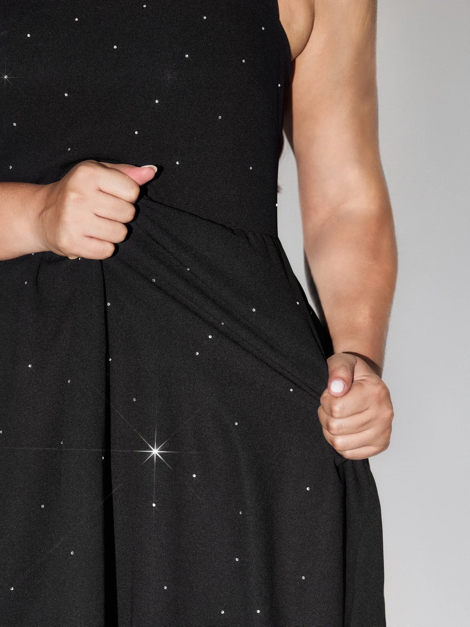 Stretchy Rhinestone Halter Neckline Mini Dress sold by Bloomchic product image thumbnail 4