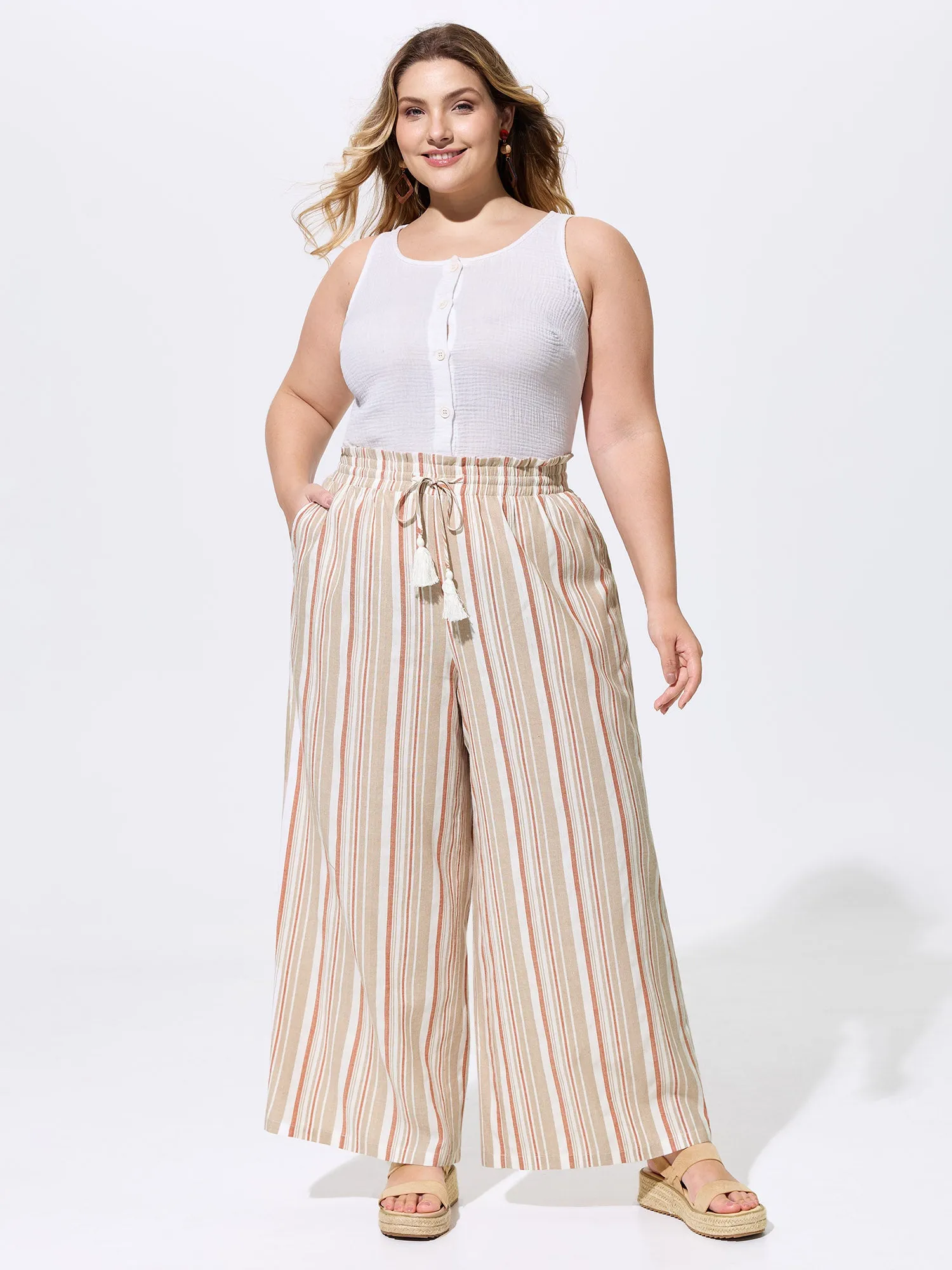 Striped Print Pockets Drawstring Pants sold by Bloomchic product image thumbnail 2