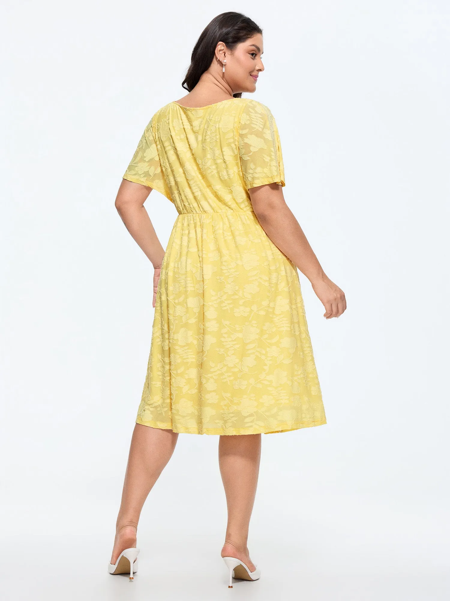 Stretchy Floral Textured Midi Dress sold by Bloomchic product image thumbnail 5