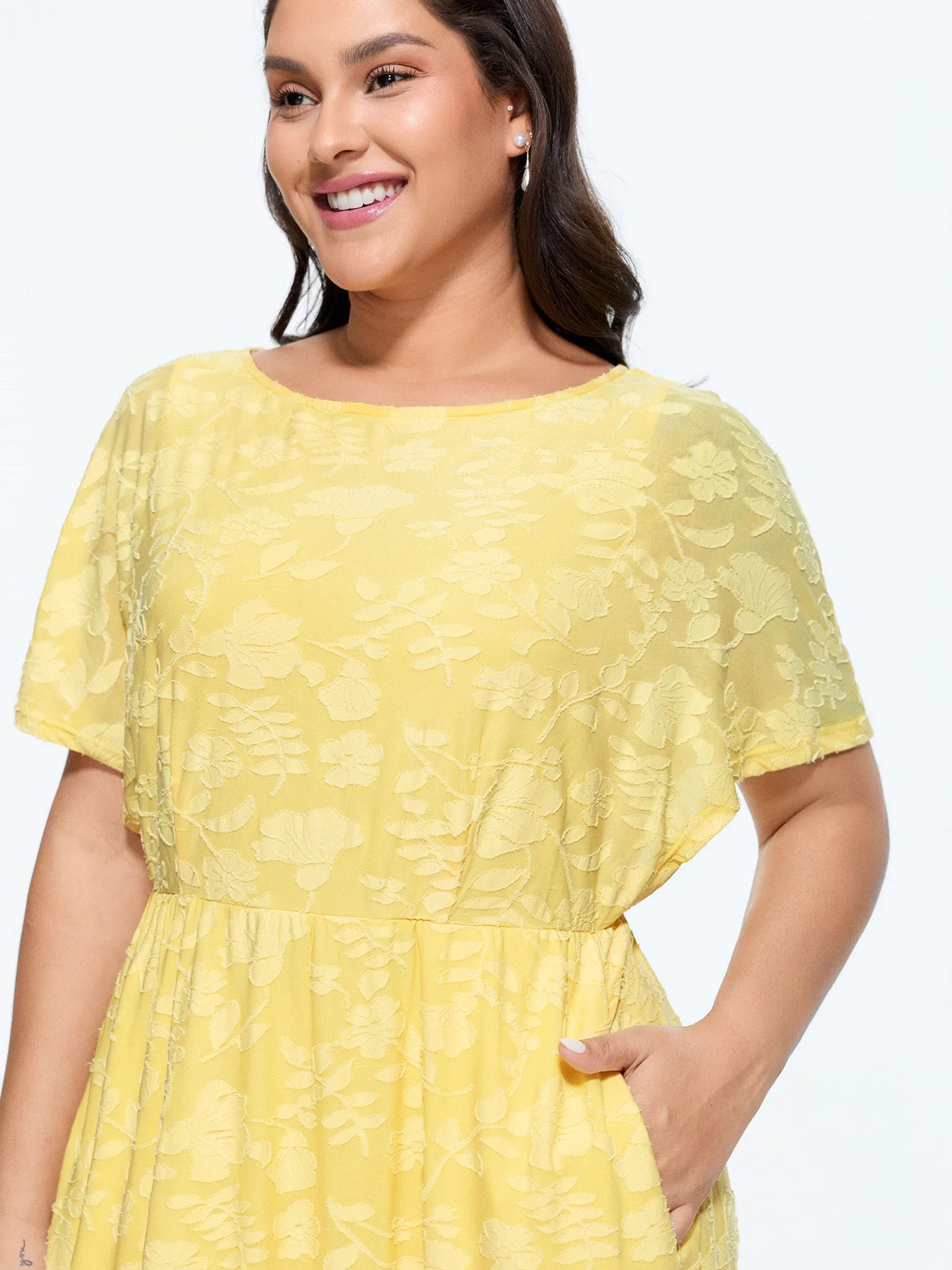 Stretchy Floral Textured Midi Dress sold by Bloomchic product image thumbnail 2