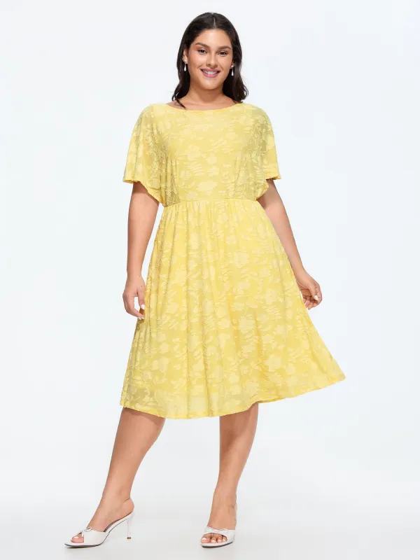 Stretchy Floral Textured Midi Dress made by Bloomchic