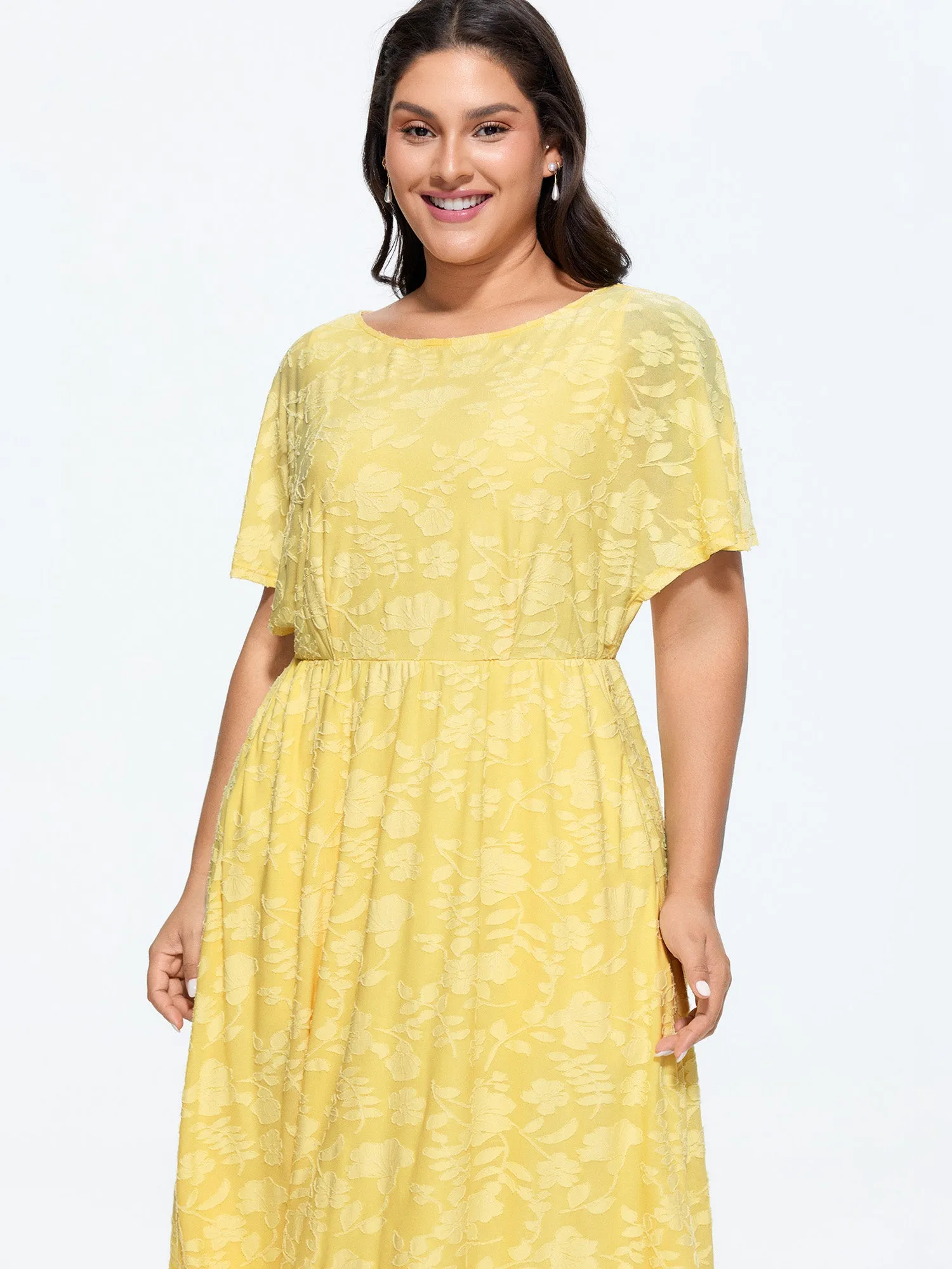 Stretchy Floral Textured Midi Dress sold by Bloomchic product image thumbnail 4