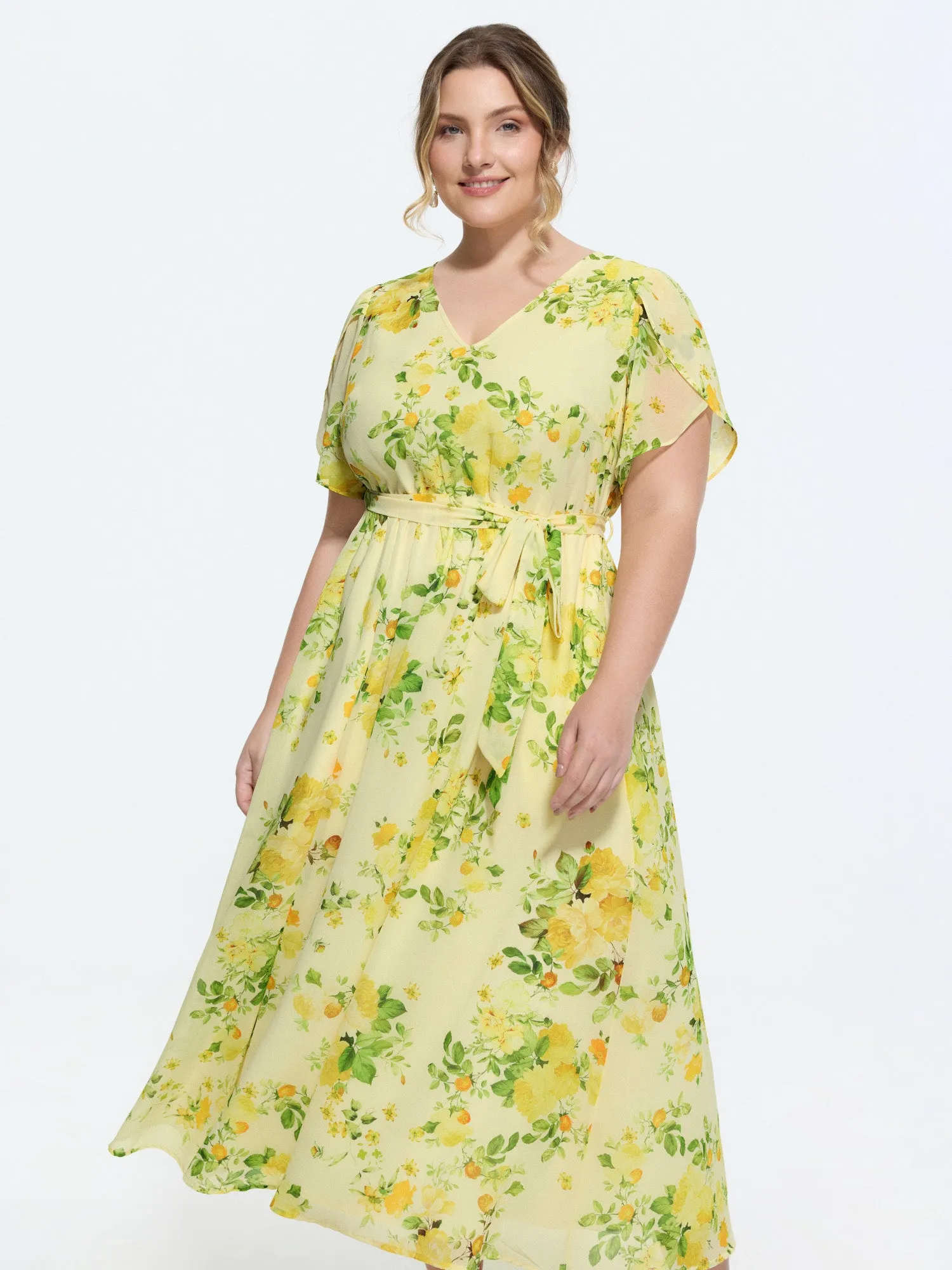 Floral Print Waist-Tie Flowy Midi Dress sold by Bloomchic product image thumbnail 3