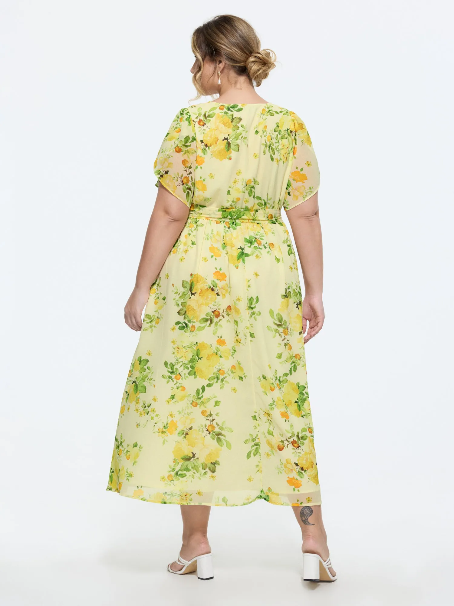 Floral Print Waist-Tie Flowy Midi Dress sold by Bloomchic product image thumbnail 4