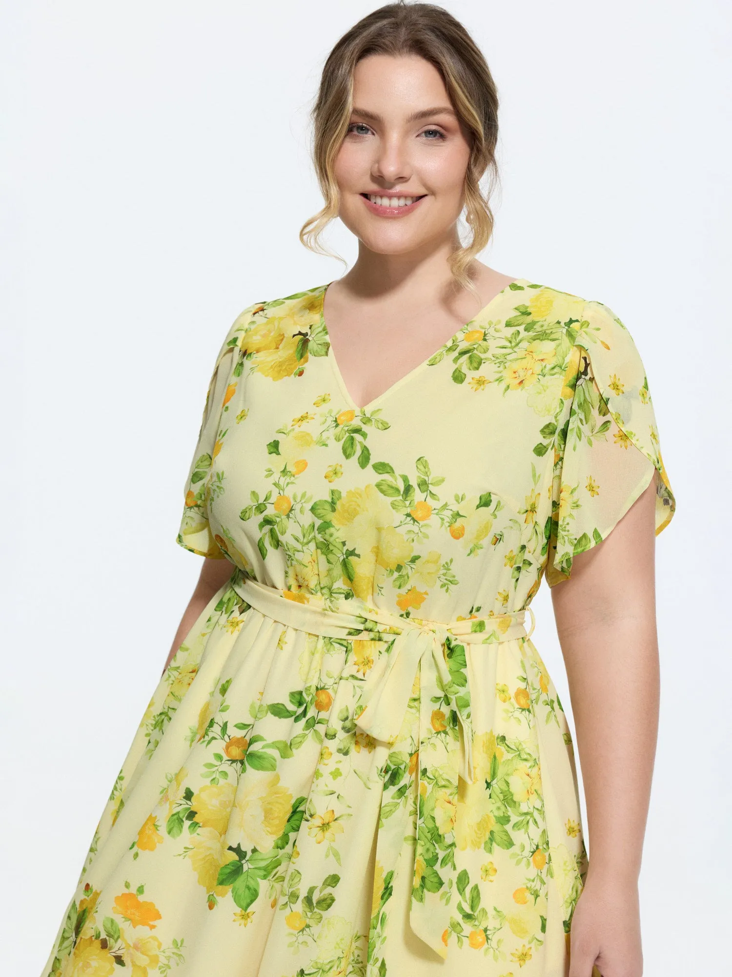 Floral Print Waist-Tie Flowy Midi Dress sold by Bloomchic product image thumbnail 2