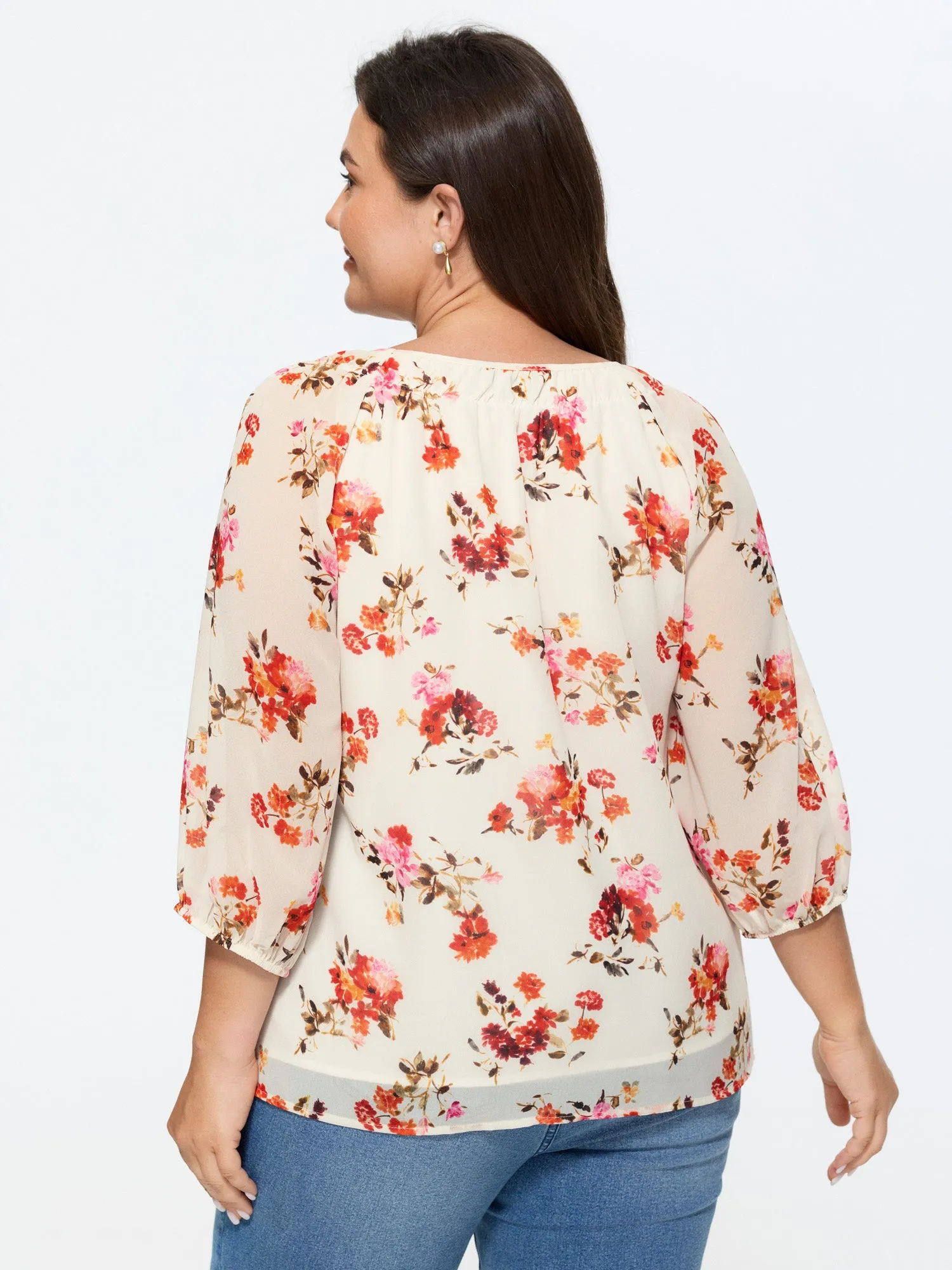 Floral Print Keyhole Neckline Shirt sold by Bloomchic product image thumbnail 4