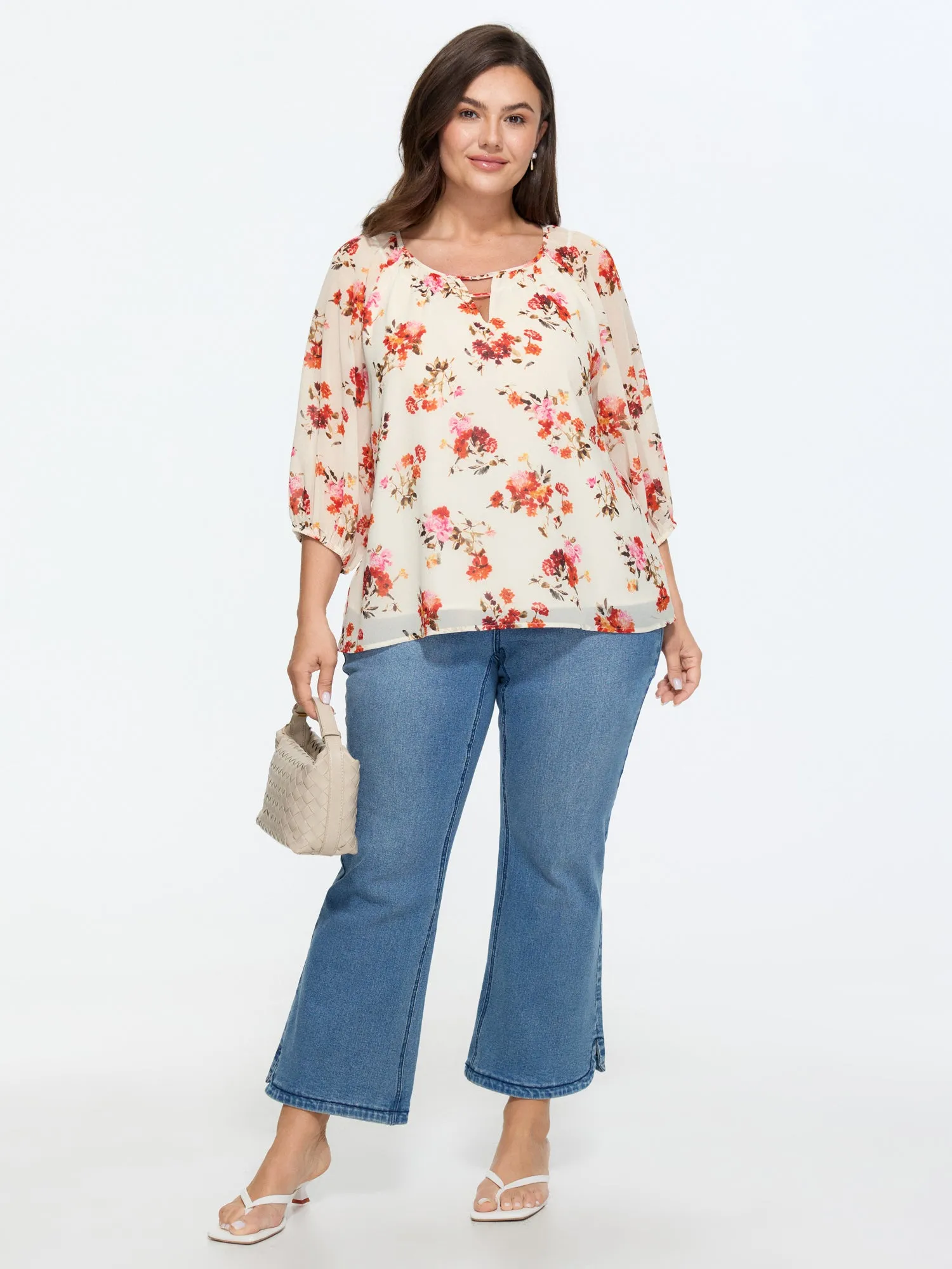 Floral Print Keyhole Neckline Shirt sold by Bloomchic product image thumbnail 3