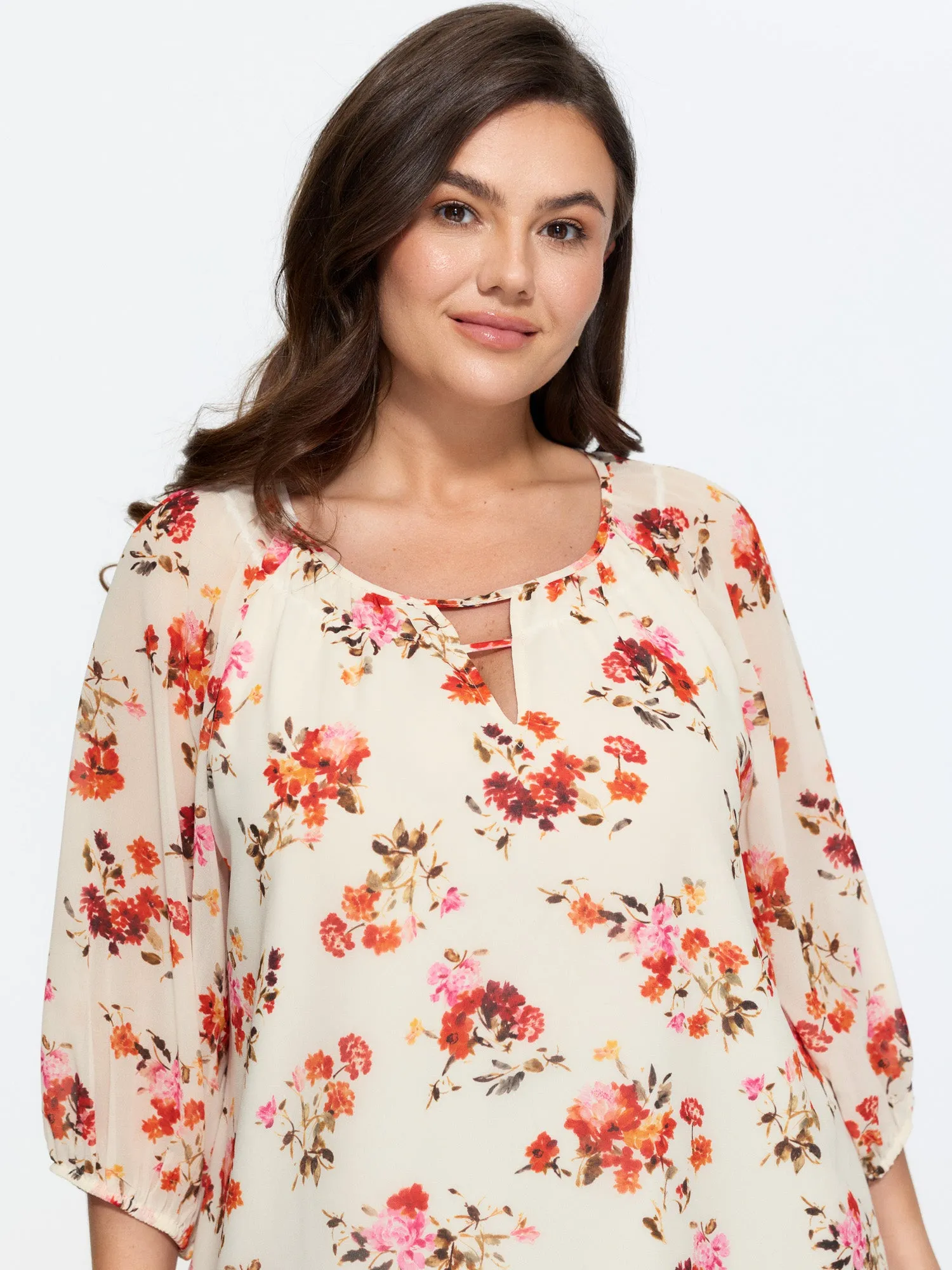 Floral Print Keyhole Neckline Shirt sold by Bloomchic product image thumbnail 2