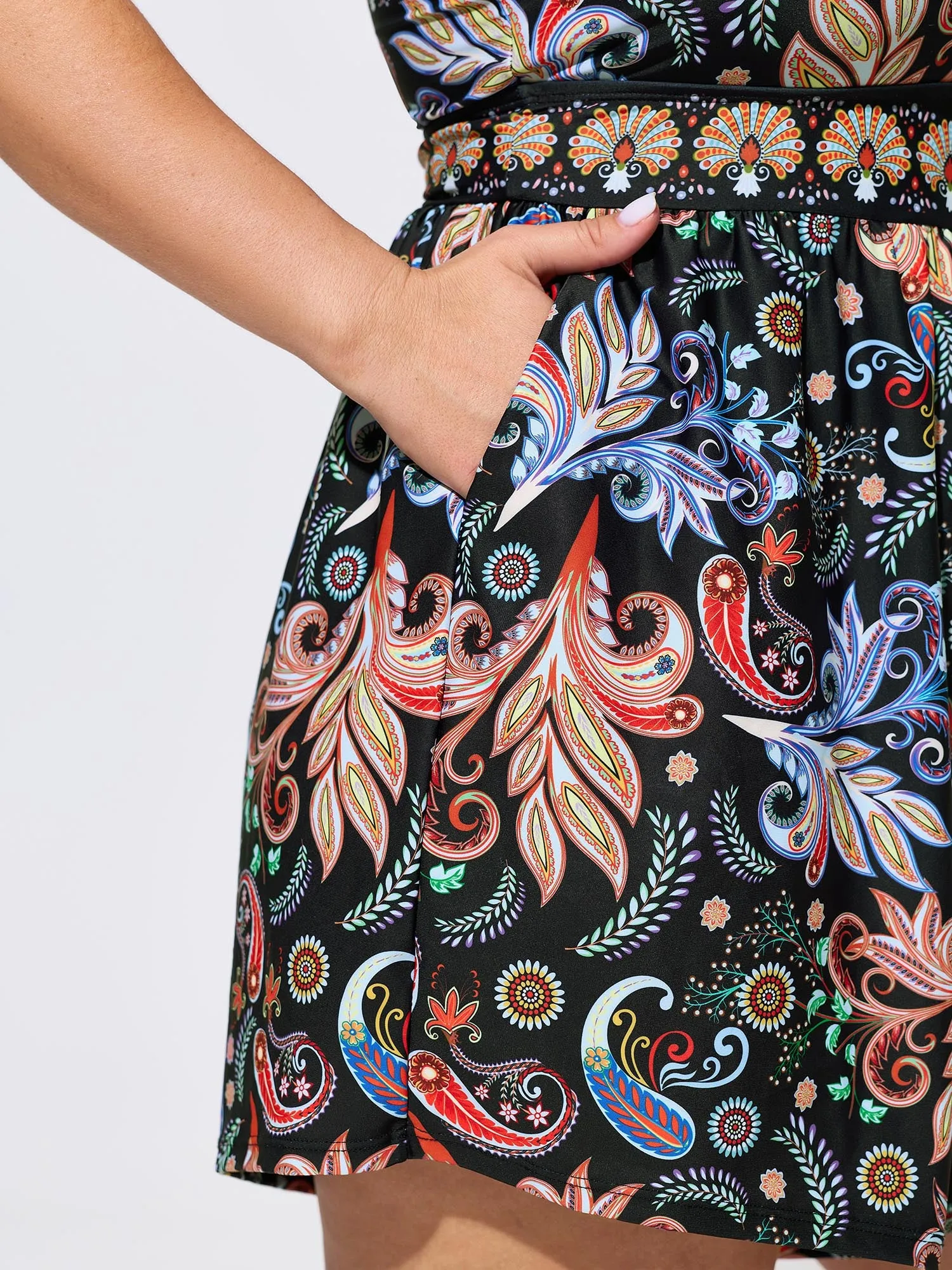 Paisley Print Pockets Halter Neckline One-Piece Swim sold by Bloomchic product image thumbnail 4