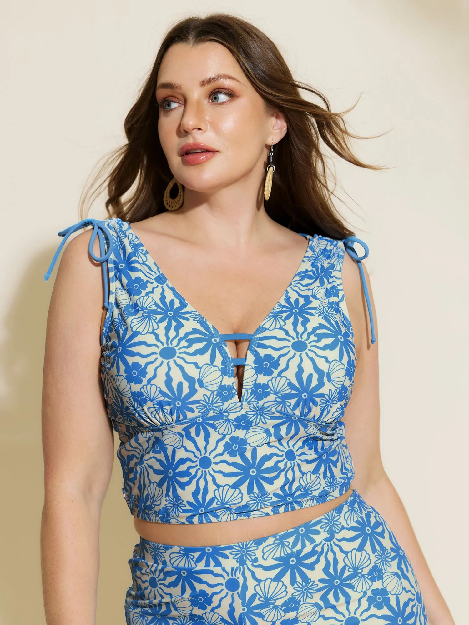 Floral Print Cut-Out Neckline Swim Top sold by Bloomchic product image thumbnail 2