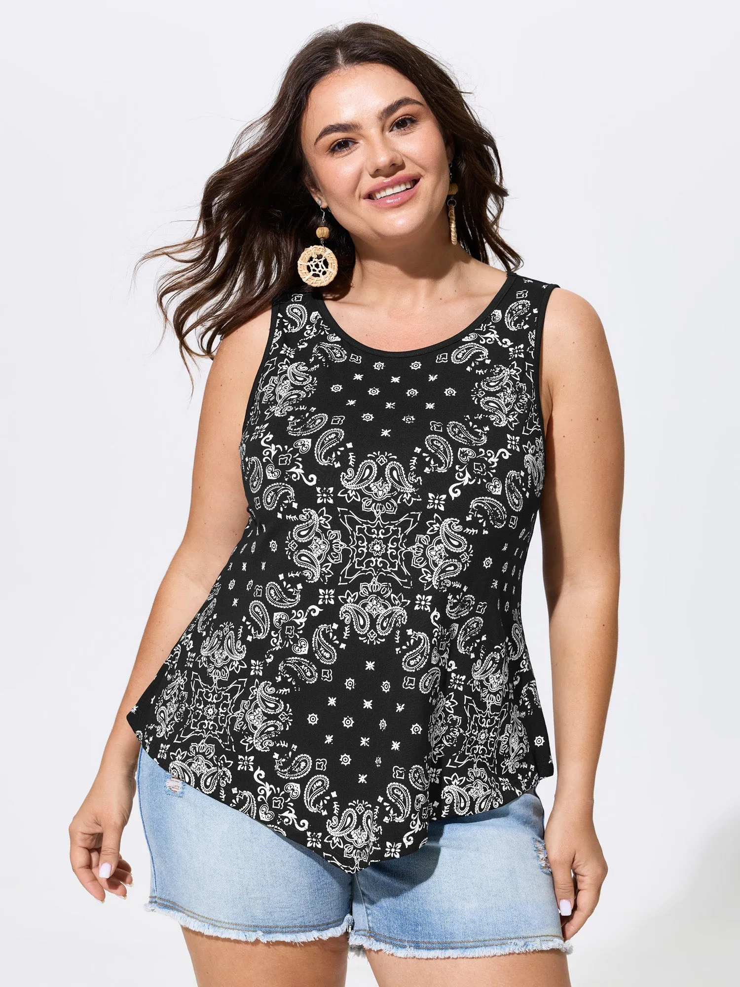 Supersoft Paisley Print Flowy Tank Top sold by Bloomchic