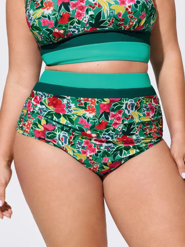 Floral Print Color Contrast Bikini Bottoms made by Bloomchic