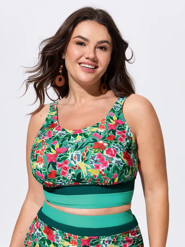 Floral Print Color Contrast Bikini Top made by Bloomchic