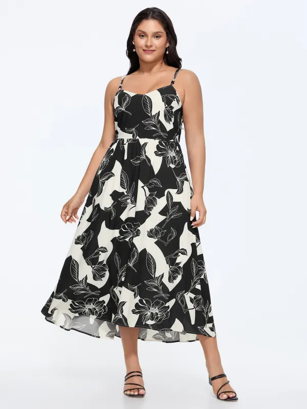 Floral Print Beaded Cami Flowy-Fit Midi Dress made by Bloomchic