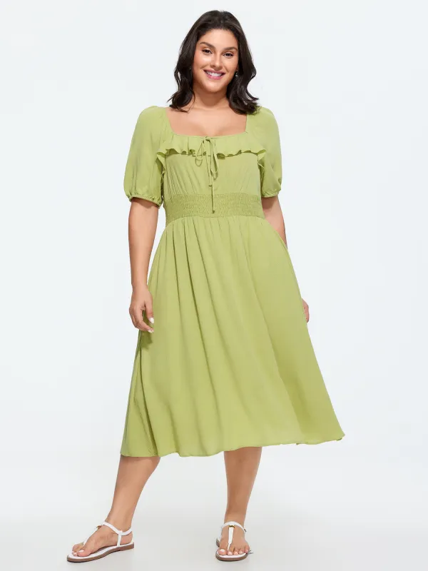 Supersoft Shirred Bodice Flowy Midi Dress made by Bloomchic