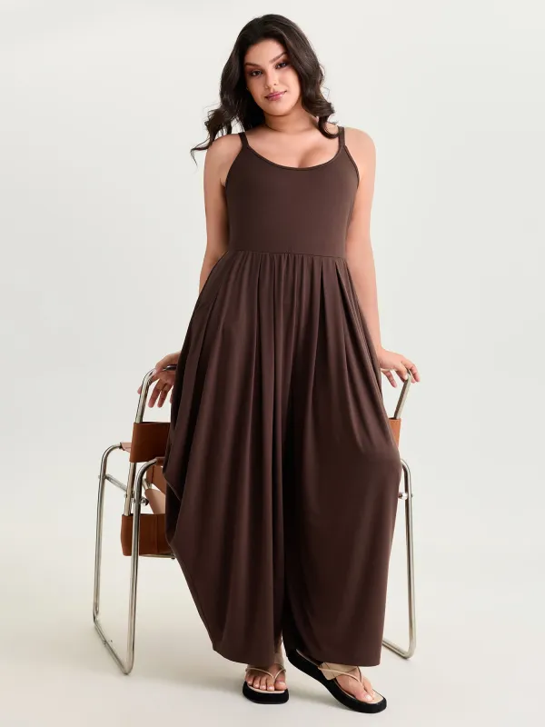 Stretchy Scoop Neckline Flowy Jumpsuit made by Bloomchic