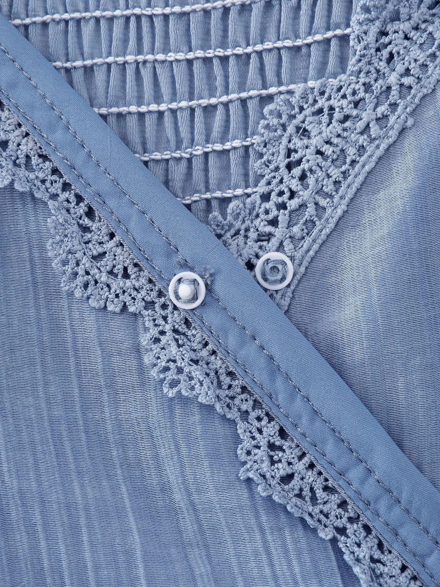 Shirred Lace Detail Wide-Leg Jumpsuit sold by Bloomchic product image thumbnail 5