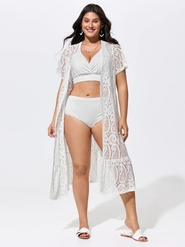 Hollowed-Out Lace Kimono made by Bloomchic