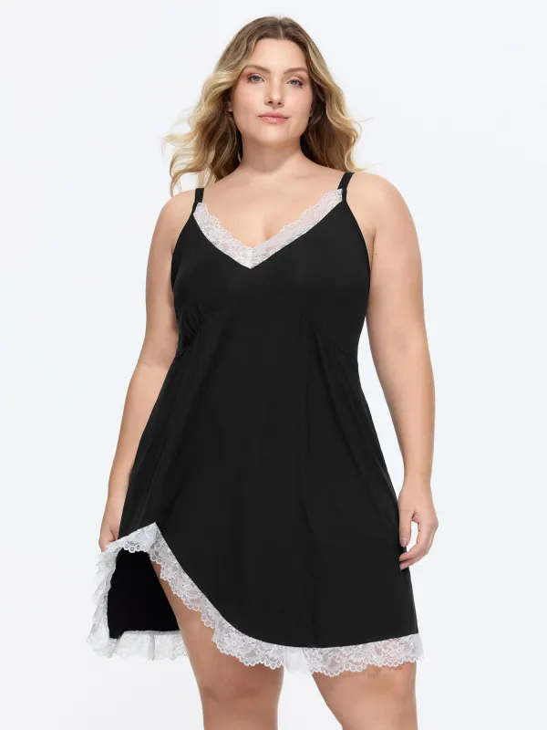 Supersoft Stretchy Lace Color Contrast Night Gown made by Bloomchic